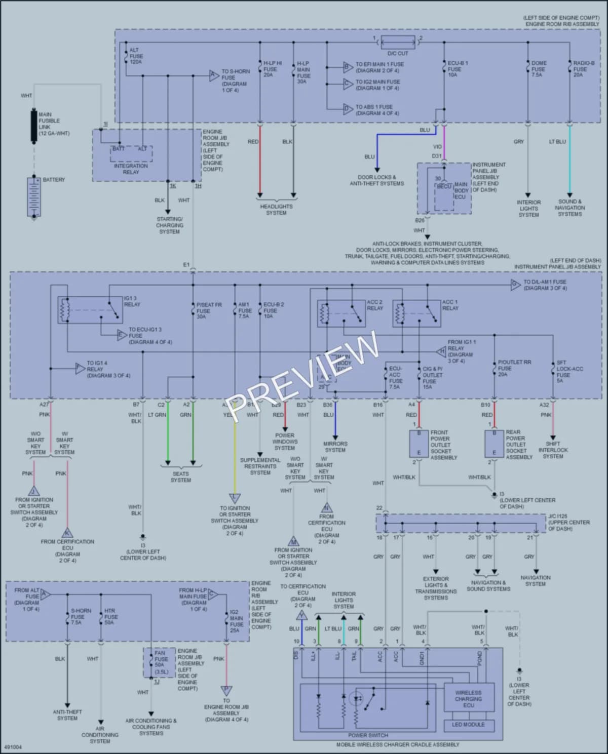 2016 Toyota CamryHybrid Power Distribution wiring diagram preview