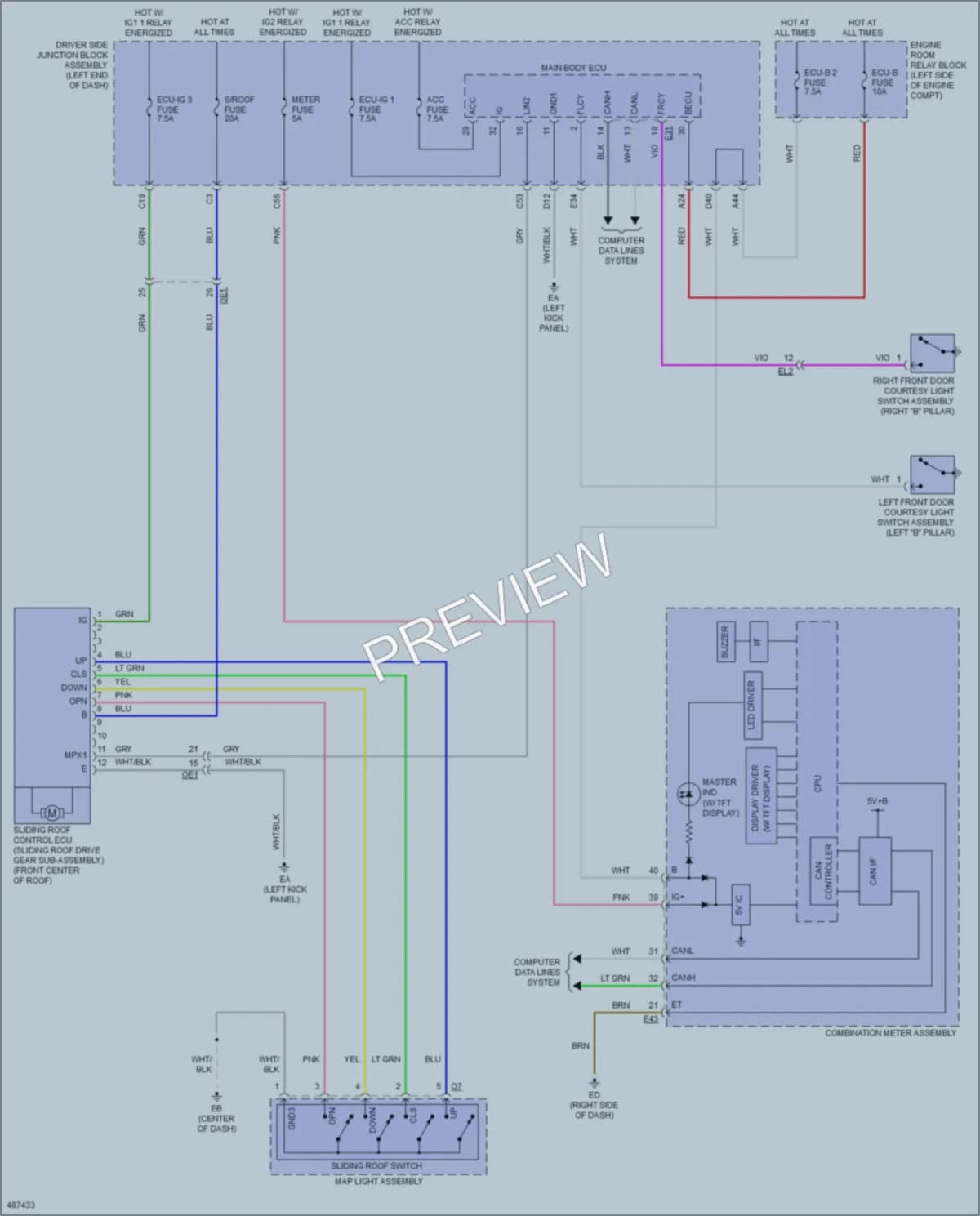 2016 Toyota Corolla Power Top Sunroof wiring diagram preview