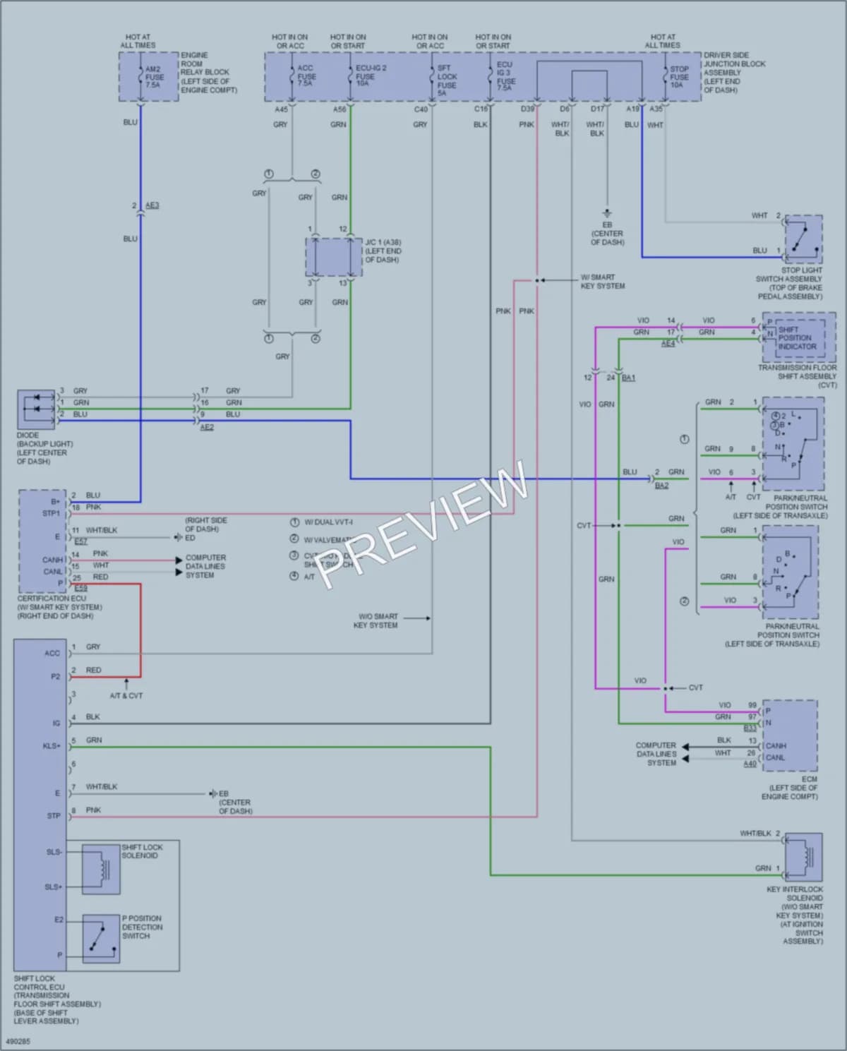 2016 Toyota Corolla Shift Interlock wiring diagram preview