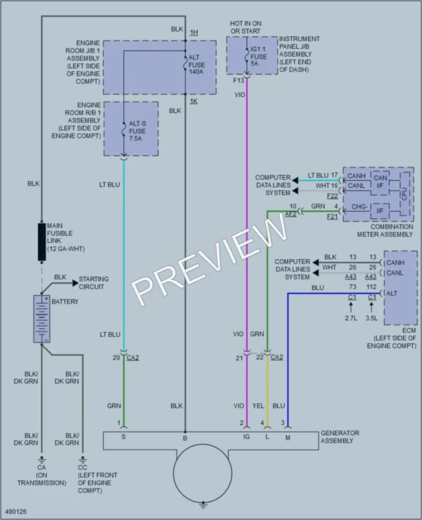2016 Toyota Highlander Starting Charging wiring diagram preview