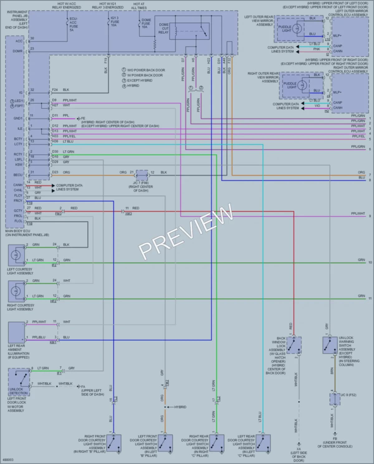 2016 Toyota HighlanderHybrid Interior Lights wiring diagram preview