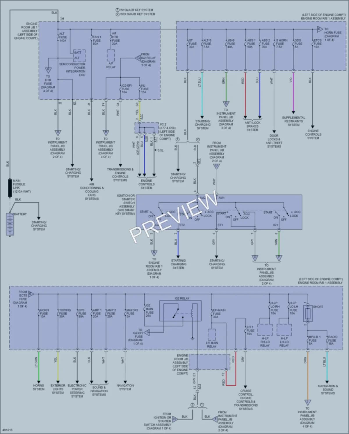 2016 Toyota HighlanderHybrid Power Distribution wiring diagram preview