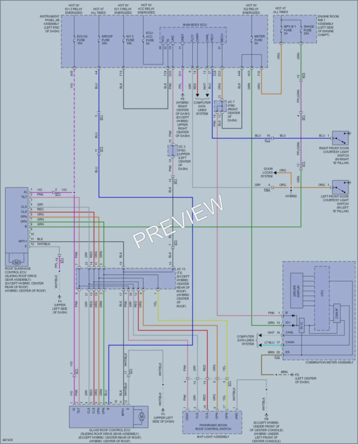2016 Toyota HighlanderHybrid Power Top Sunroof wiring diagram preview