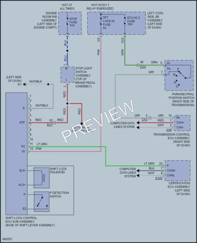 2016 Toyota LandCruiser Shift Interlock wiring diagram preview