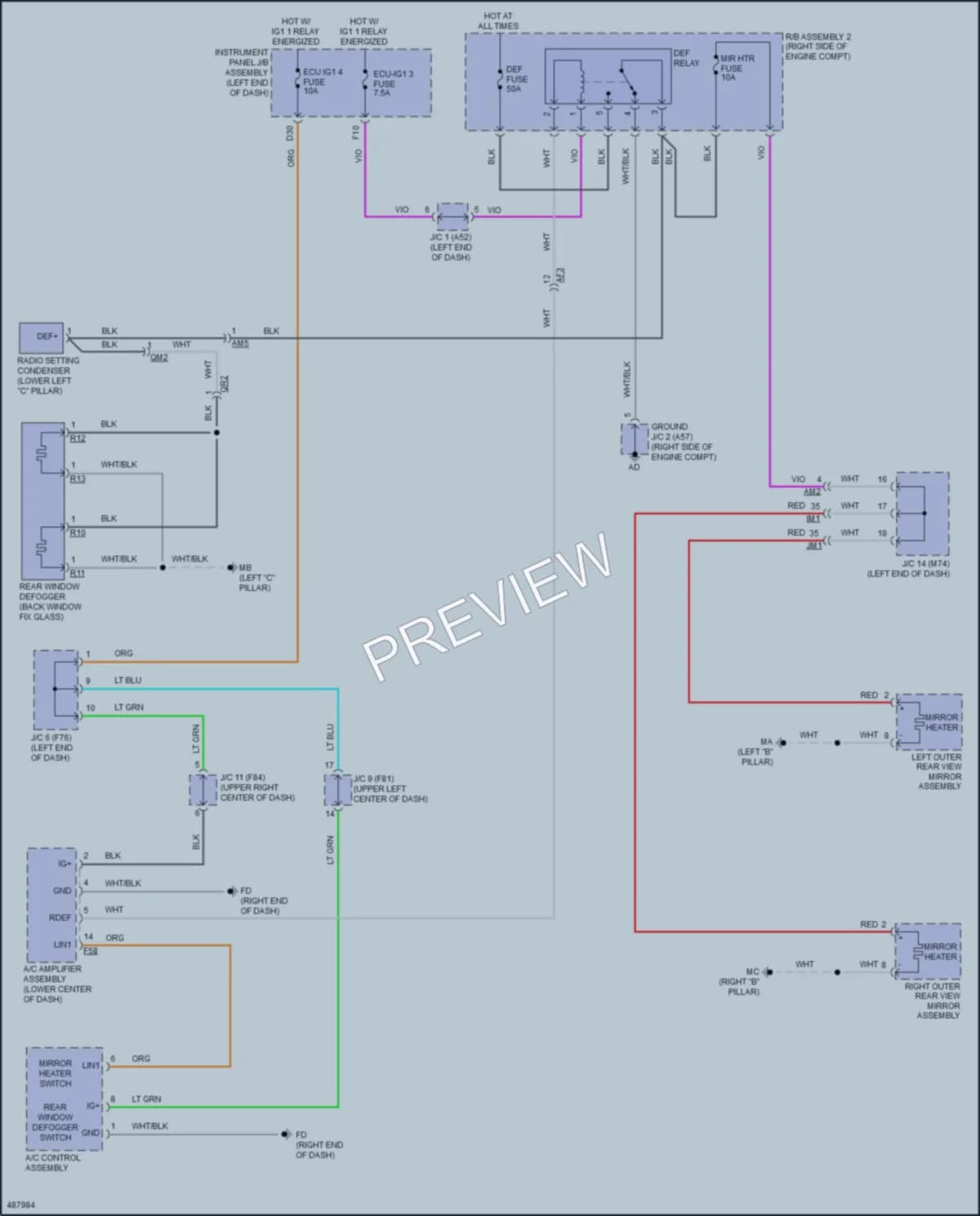 2016 Toyota Prius Defoggers wiring diagram preview