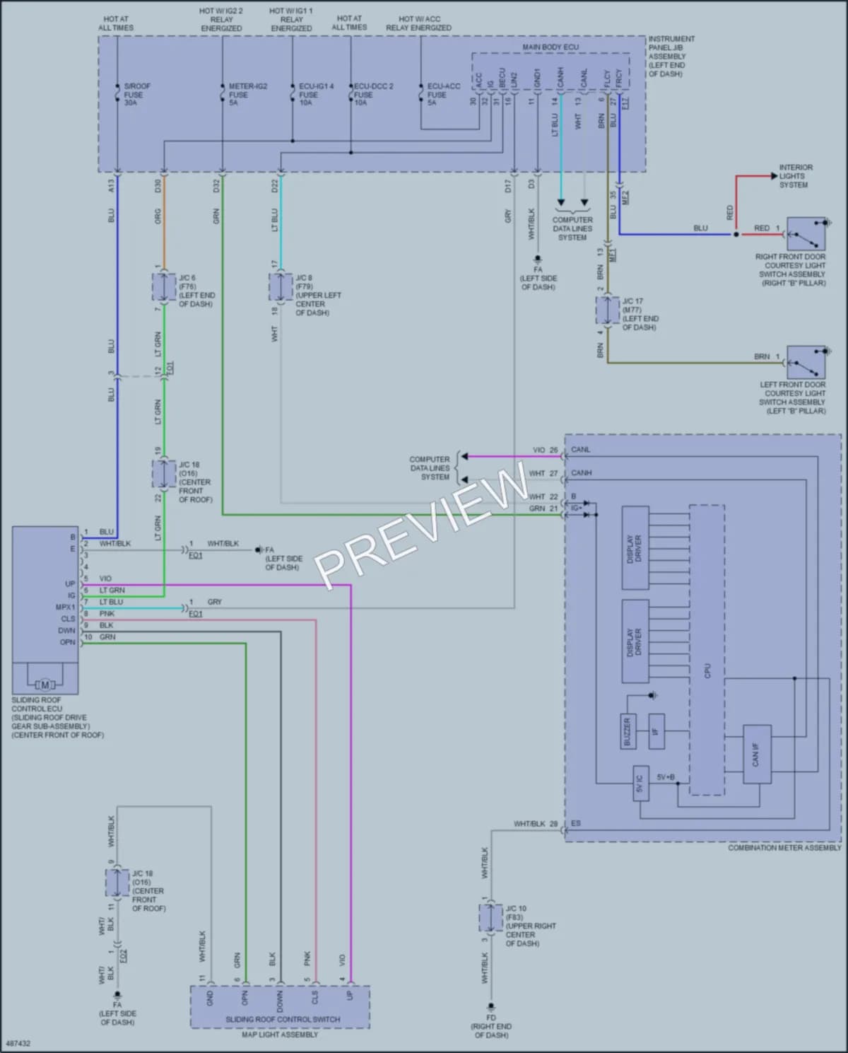 2016 Toyota Prius Power Top Sunroof wiring diagram preview