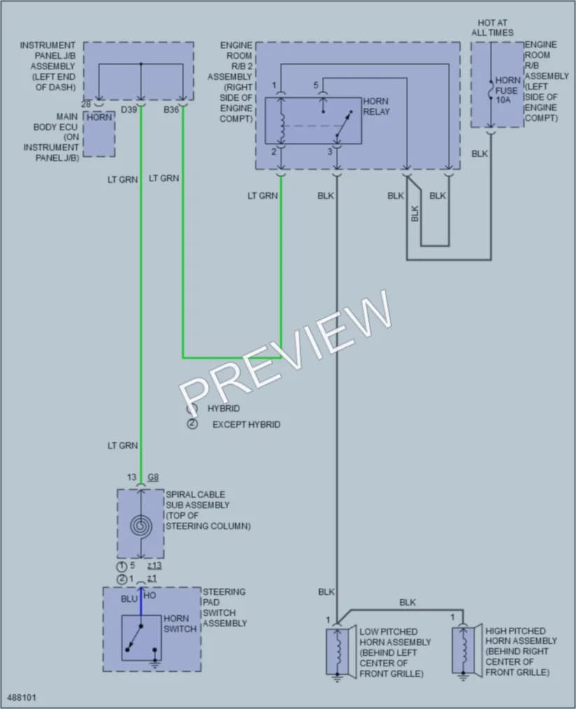 2016 Toyota RAV4 Horn wiring diagram preview