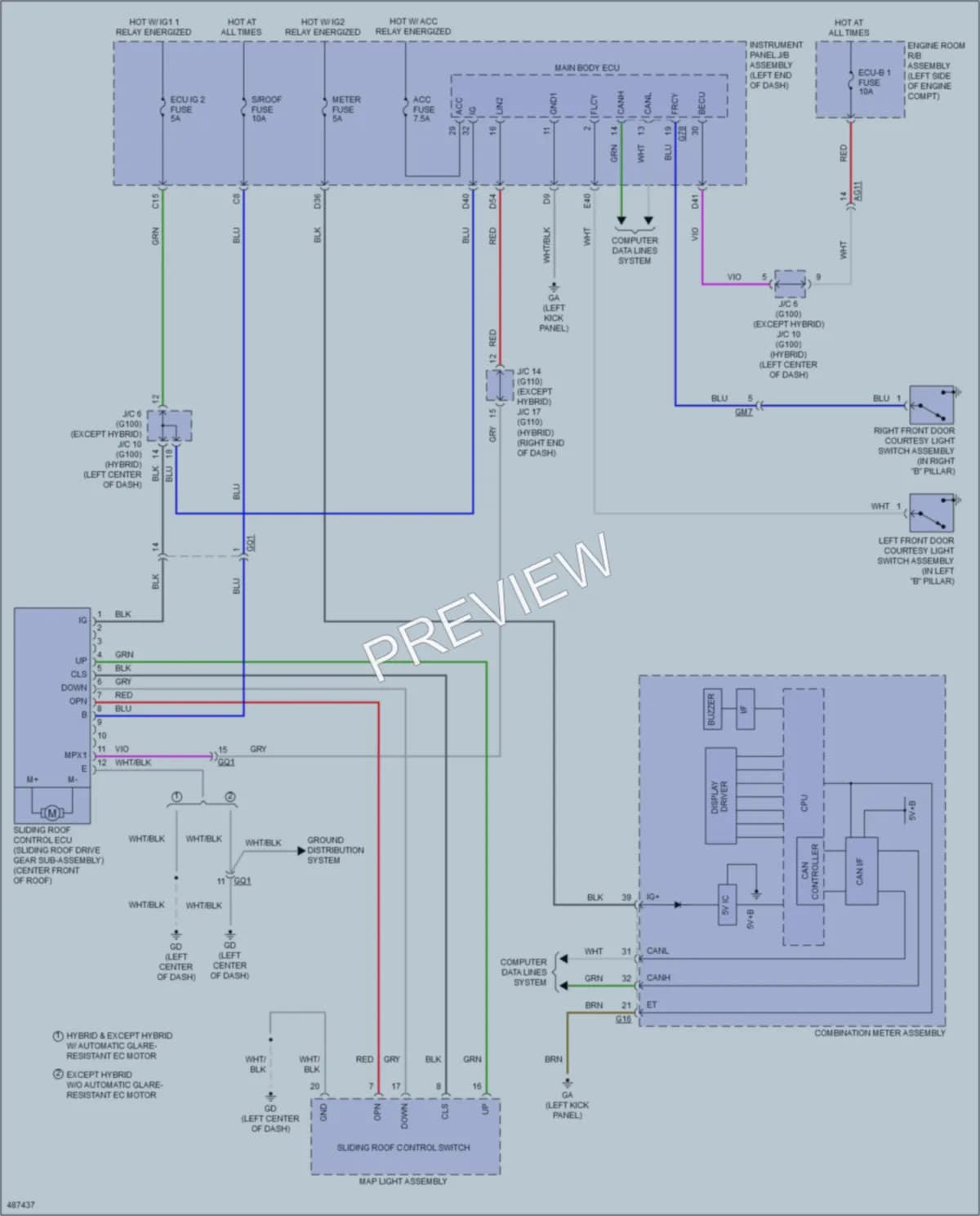 2016 Toyota RAV4 Power Top Sunroof wiring diagram preview