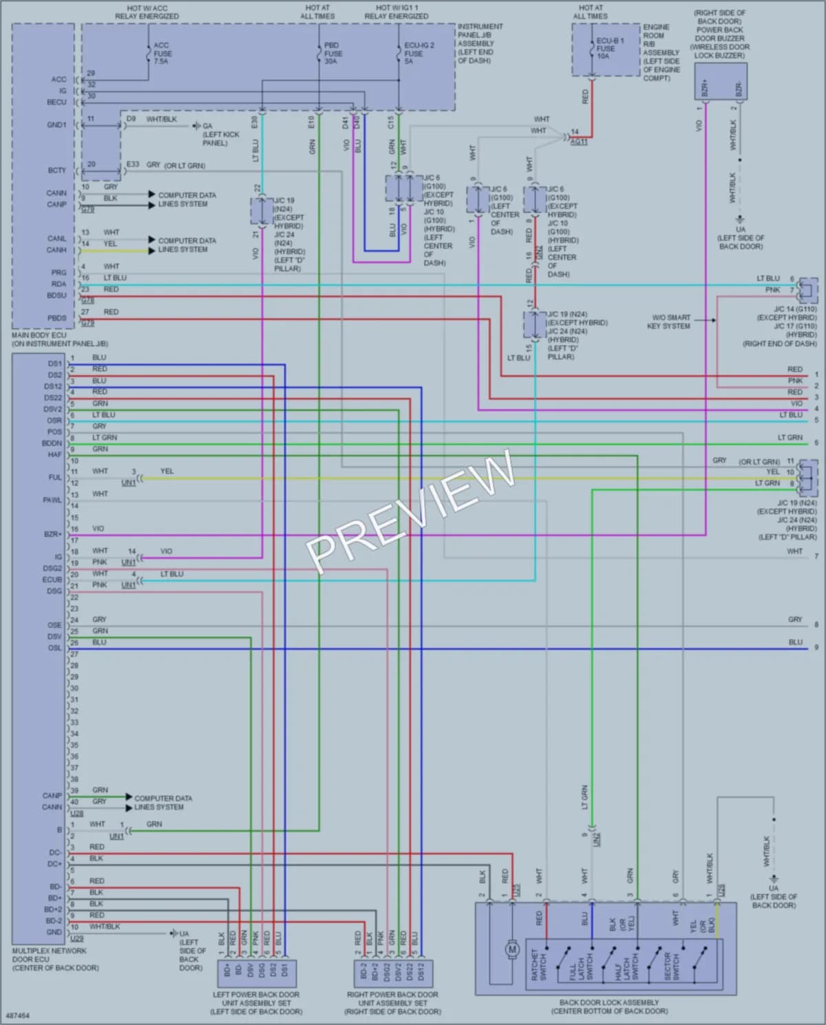 2016 Toyota RAV4 Trunk Tailgate Fuel Door wiring diagram preview