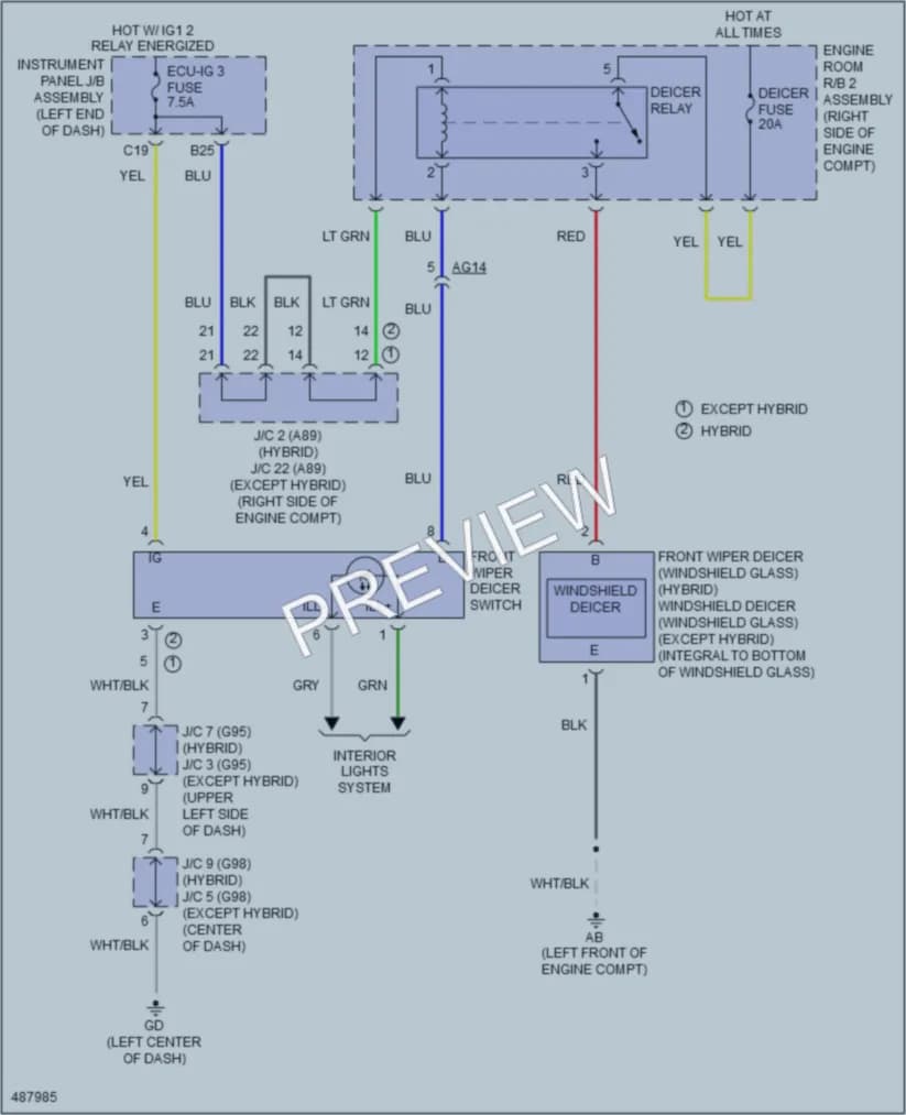 2016 Toyota RAV4Hybrid Defoggers wiring diagram preview