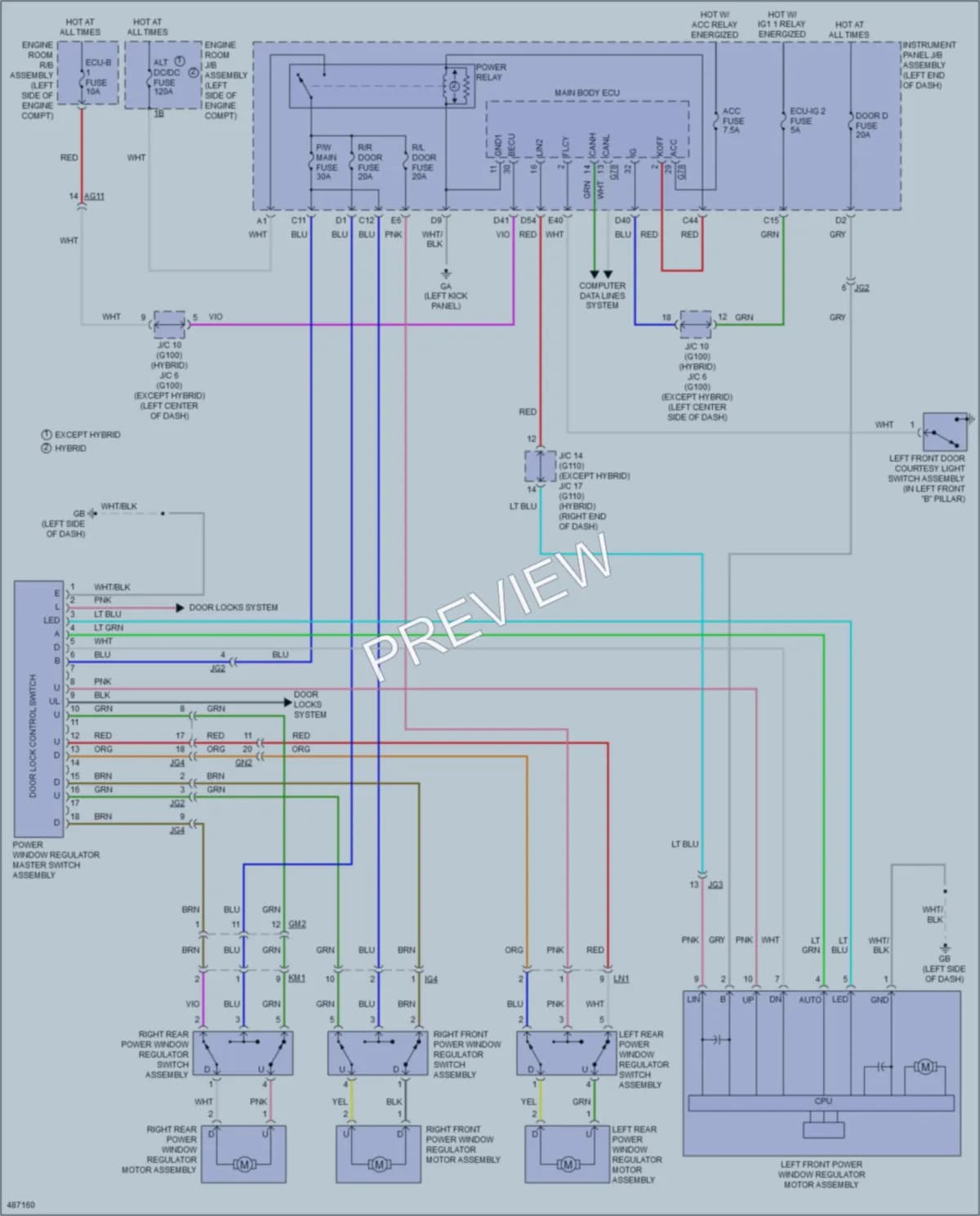 2016 Toyota RAV4Hybrid Power Windows wiring diagram preview