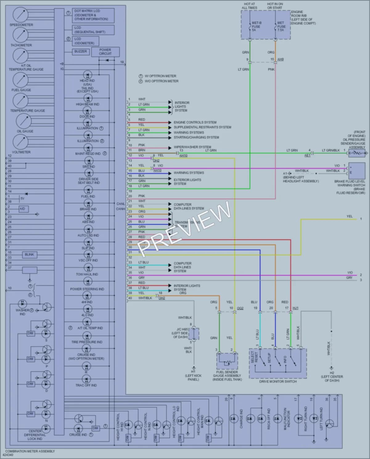 2016 Toyota Sequoia Instrument Cluster wiring diagram preview