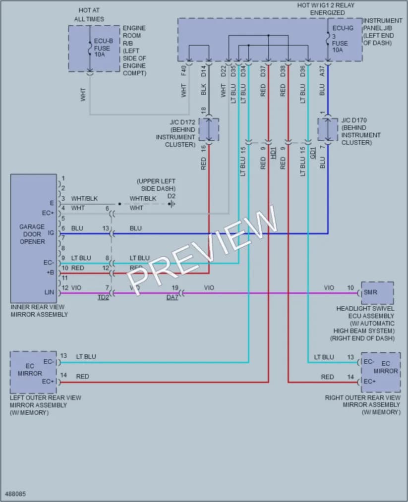 2016 Toyota Sienna Power Mirrors wiring diagram preview