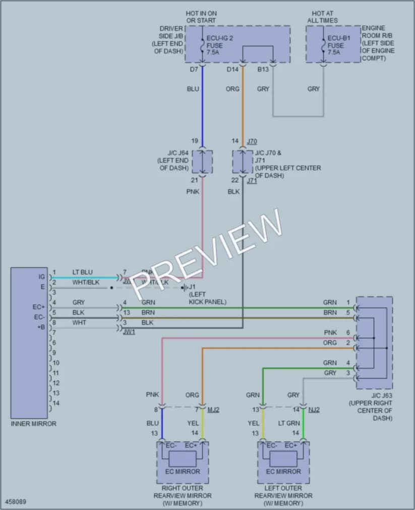 2016 Toyota Tundra Power Mirrors wiring diagram preview