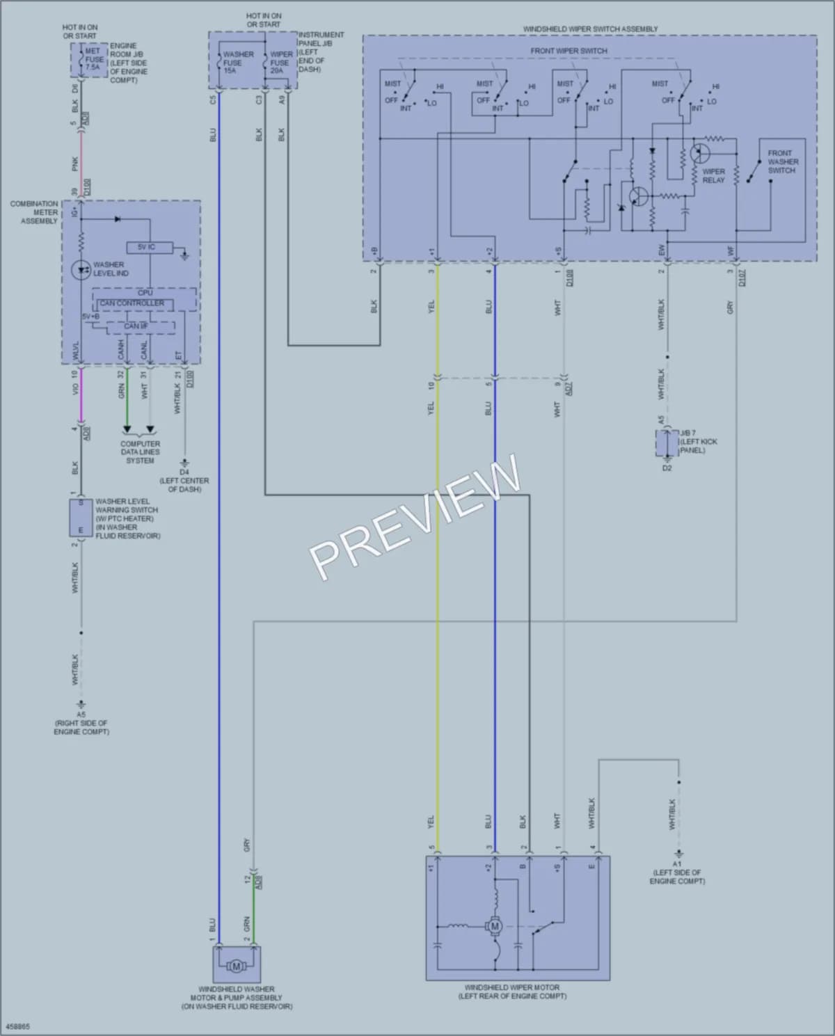 2016 Toyota Yaris Wiper Washer wiring diagram preview