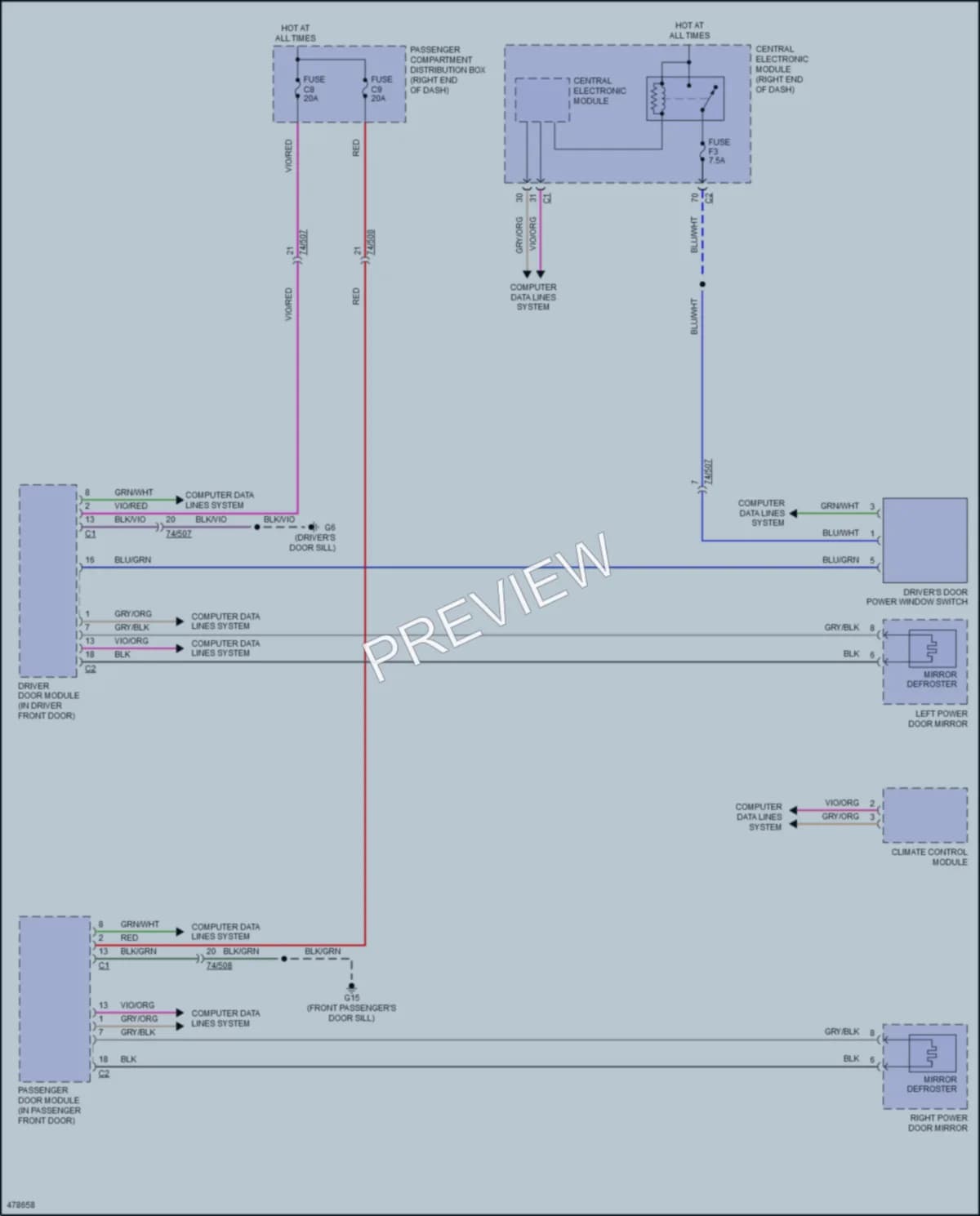 2016 Volvo S60 Defoggers wiring diagram preview