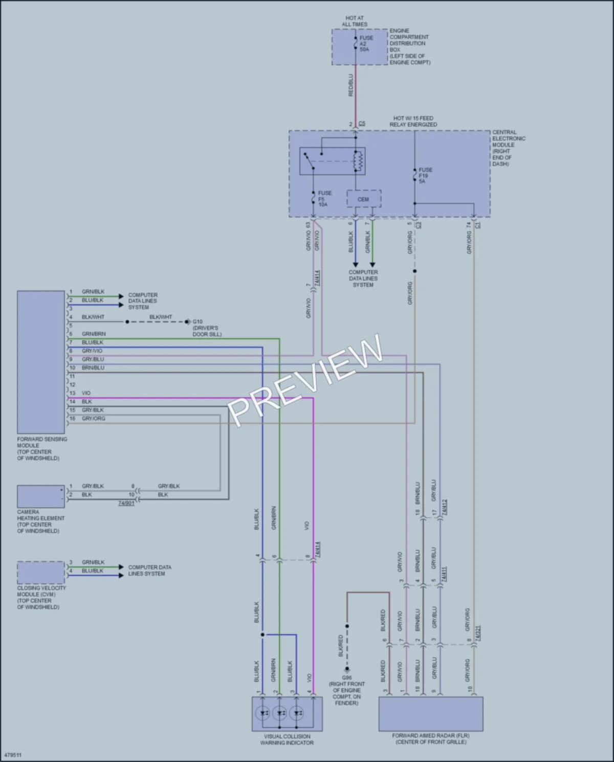 2016 Volvo S60 Warning Systems wiring diagram preview
