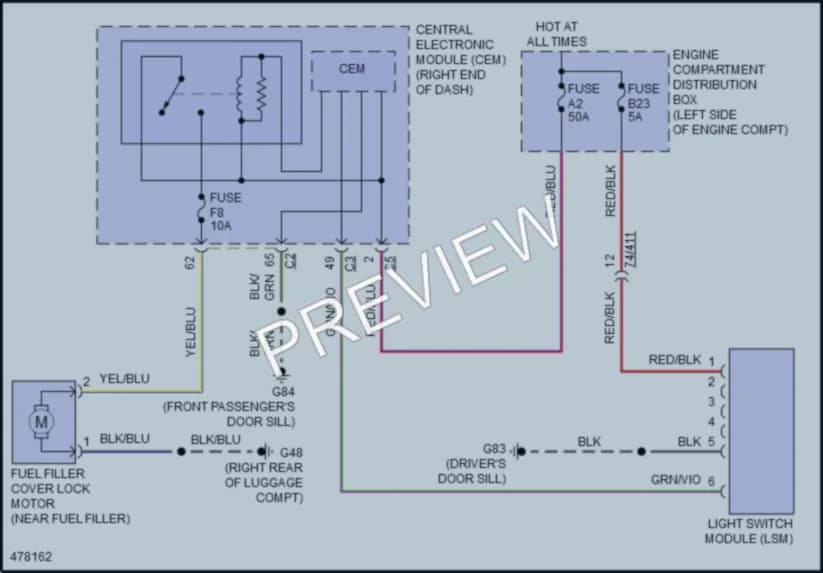 2016 Volvo S60CrossCountry Trunk Tailgate Fuel Door wiring diagram preview