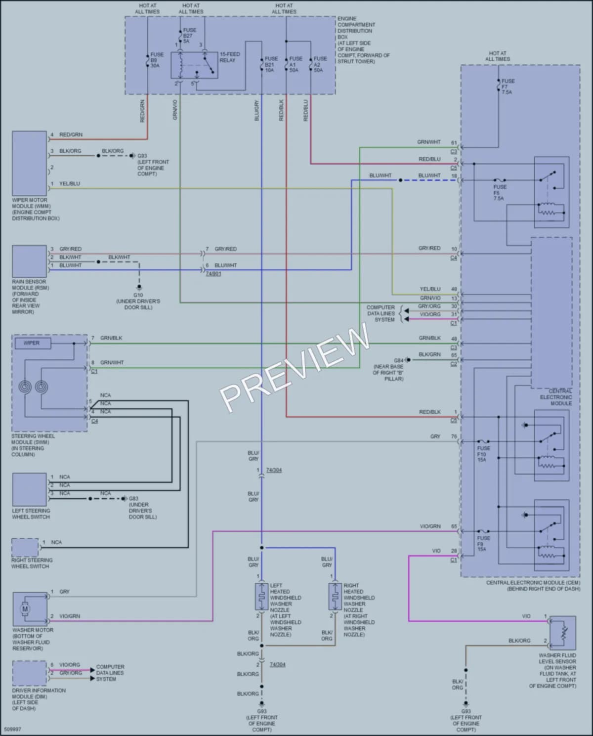 2016 Volvo S80 Wiper Washer wiring diagram preview