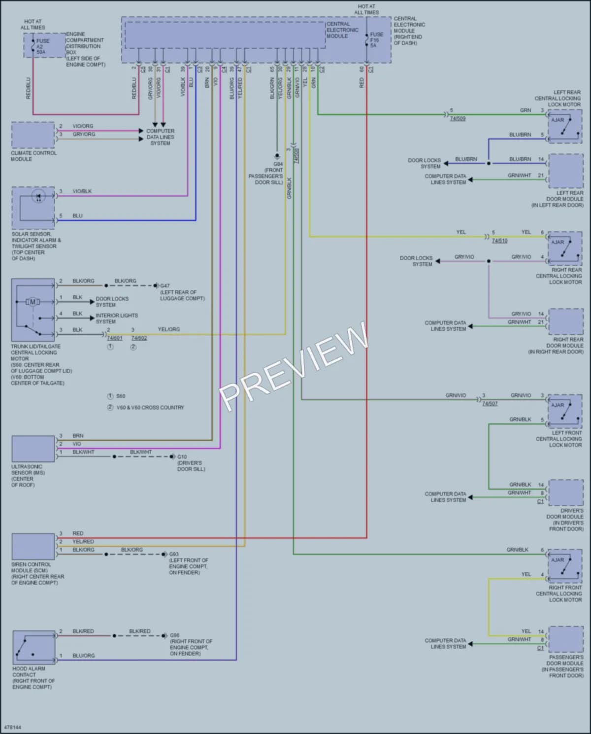 2016 Volvo V60 Anti Theft wiring diagram preview