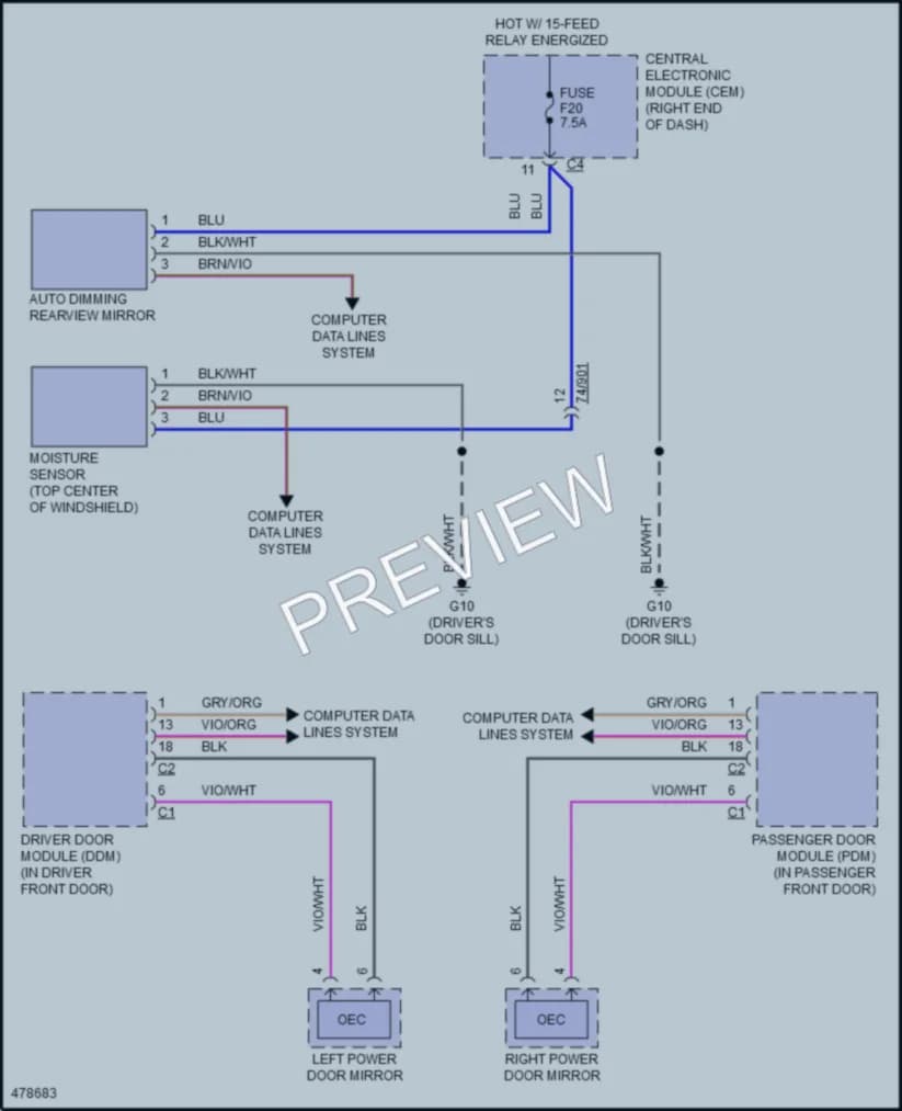 2016 Volvo V60 Power Mirrors wiring diagram preview
