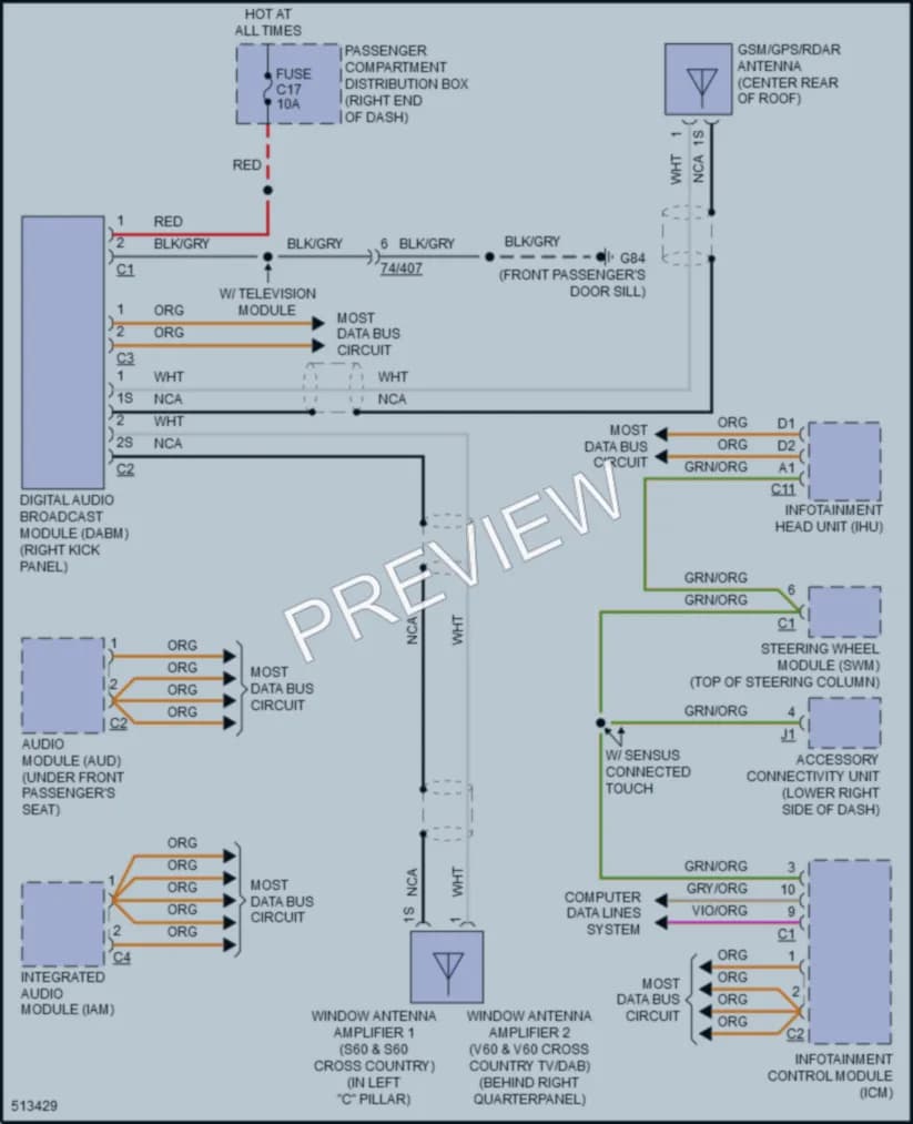 2016 Volvo V60 Radio wiring diagram preview