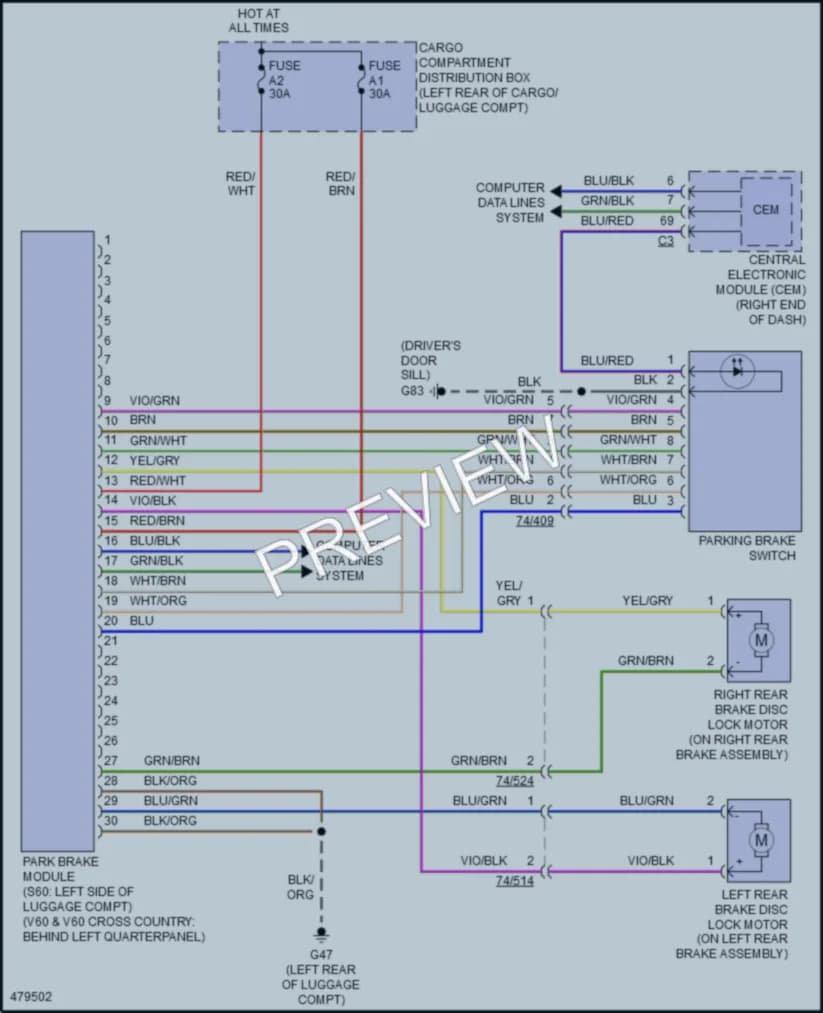 2016 Volvo V60 Shift Interlock wiring diagram preview