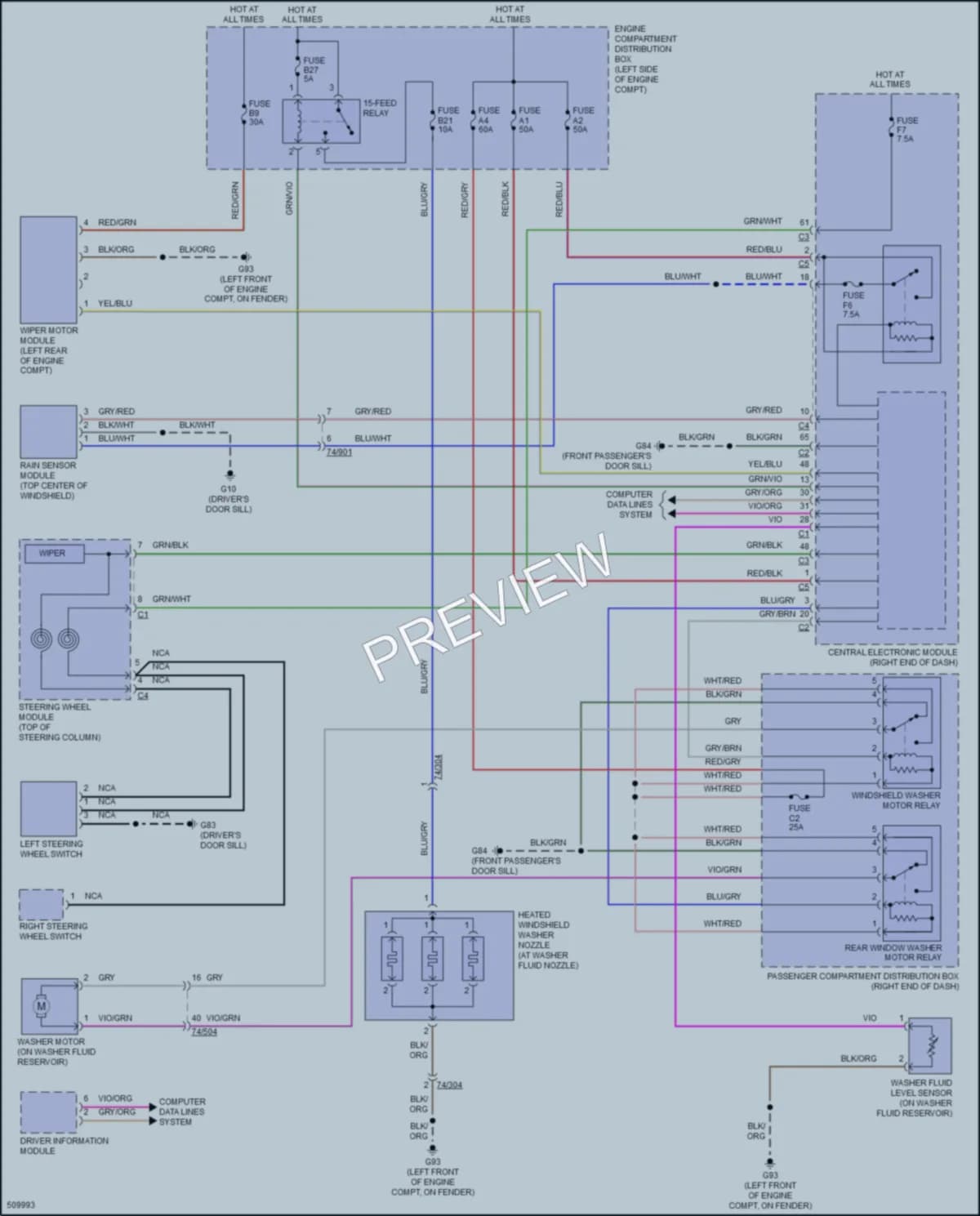 2016 Volvo V60 Wiper Washer wiring diagram preview