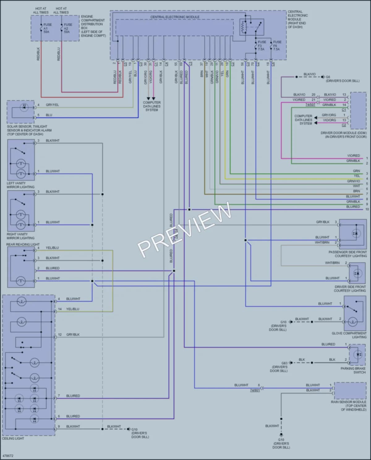 2016 Volvo V60CrossCountry Interior Lights wiring diagram preview