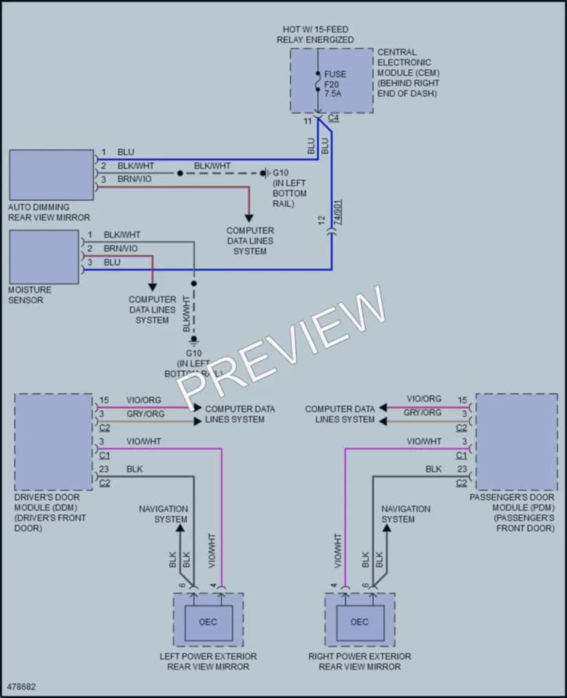 2016 Volvo XC60 Power Mirrors wiring diagram preview