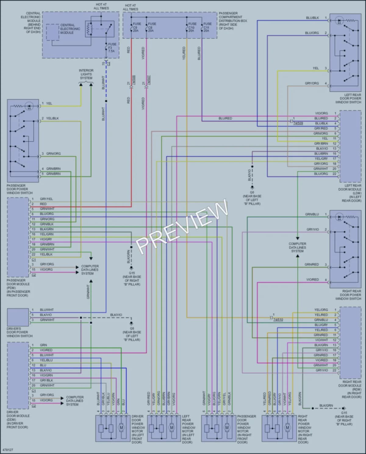 2016 Volvo XC70 Power Windows wiring diagram preview