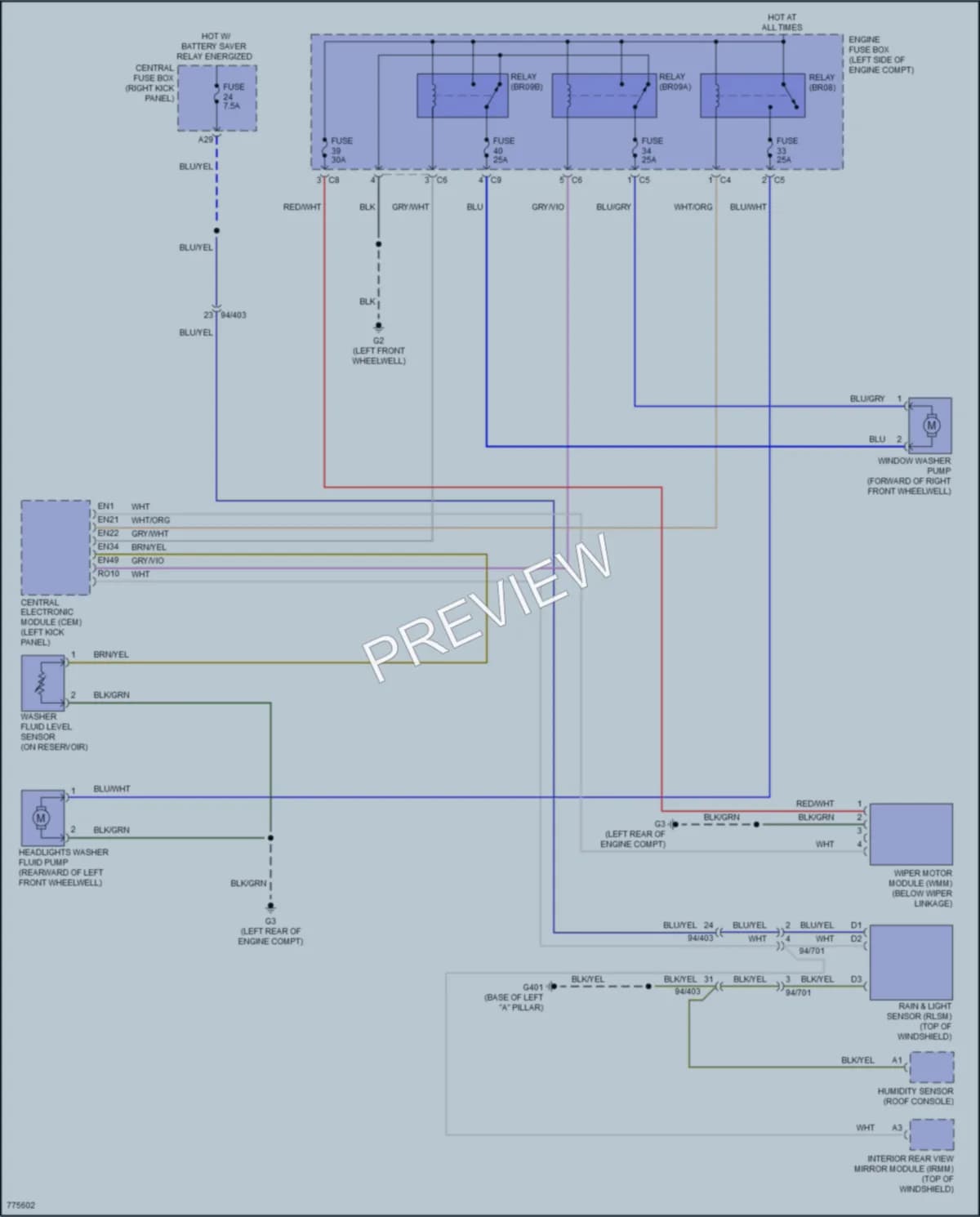 2016 Volvo XC90PlugIn Wiper Washer wiring diagram preview