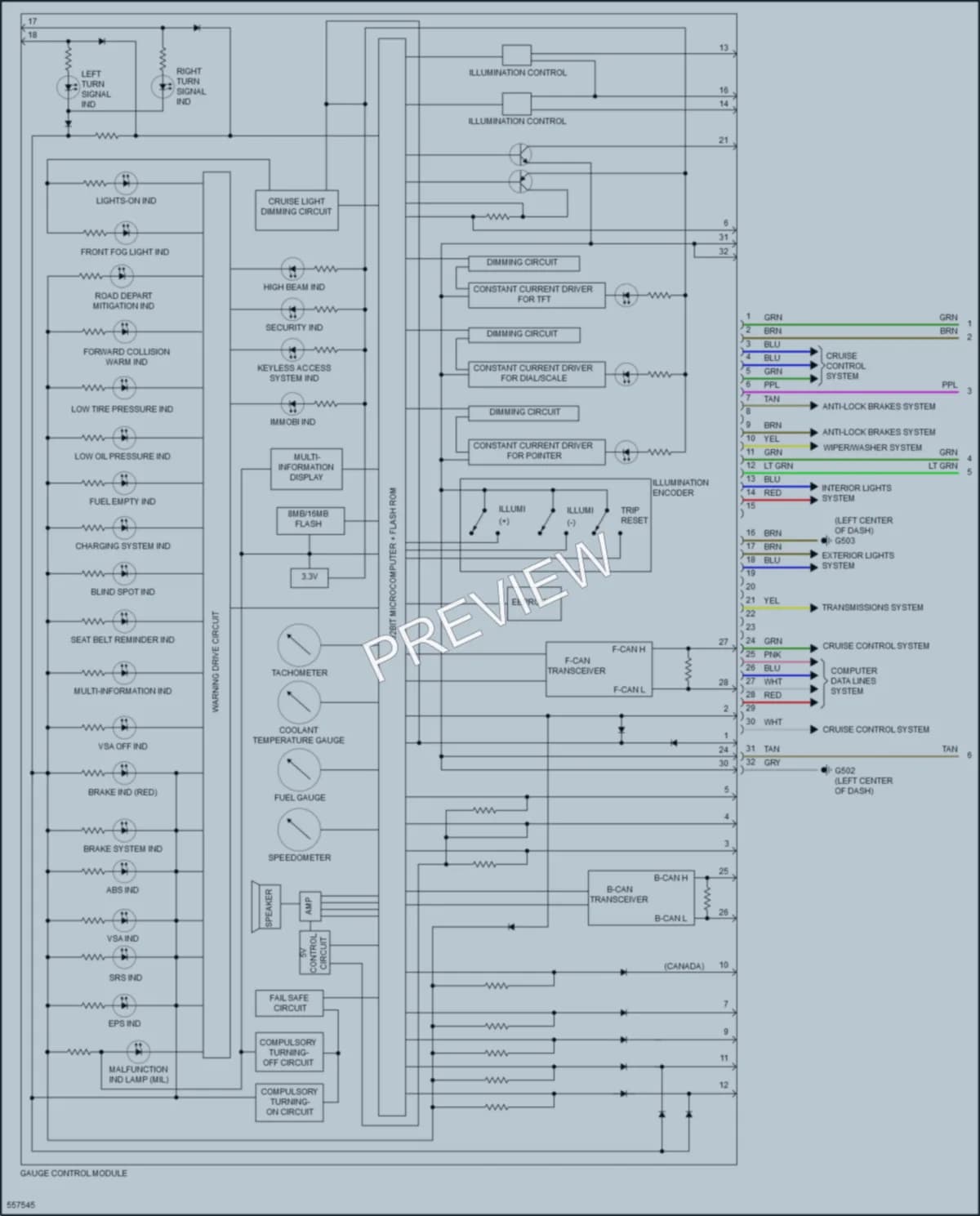 2017 Acura ILX Instrument Cluster wiring diagram preview