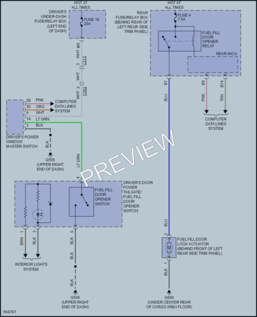 2017 Acura MDXSportHybrid Trunk Tailgate Fuel Door wiring diagram preview