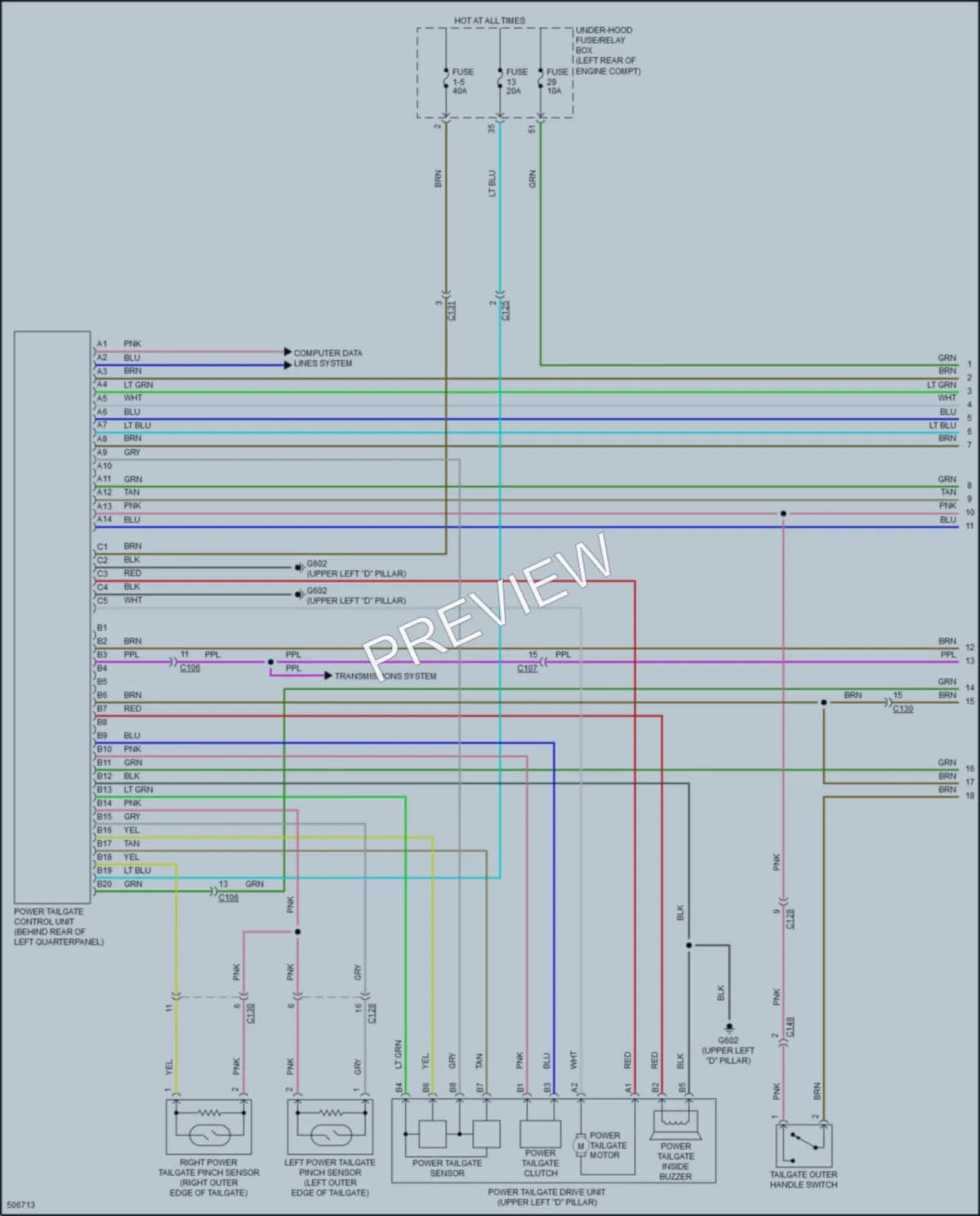 2017 Acura RDX Trunk Tailgate Fuel Door wiring diagram preview