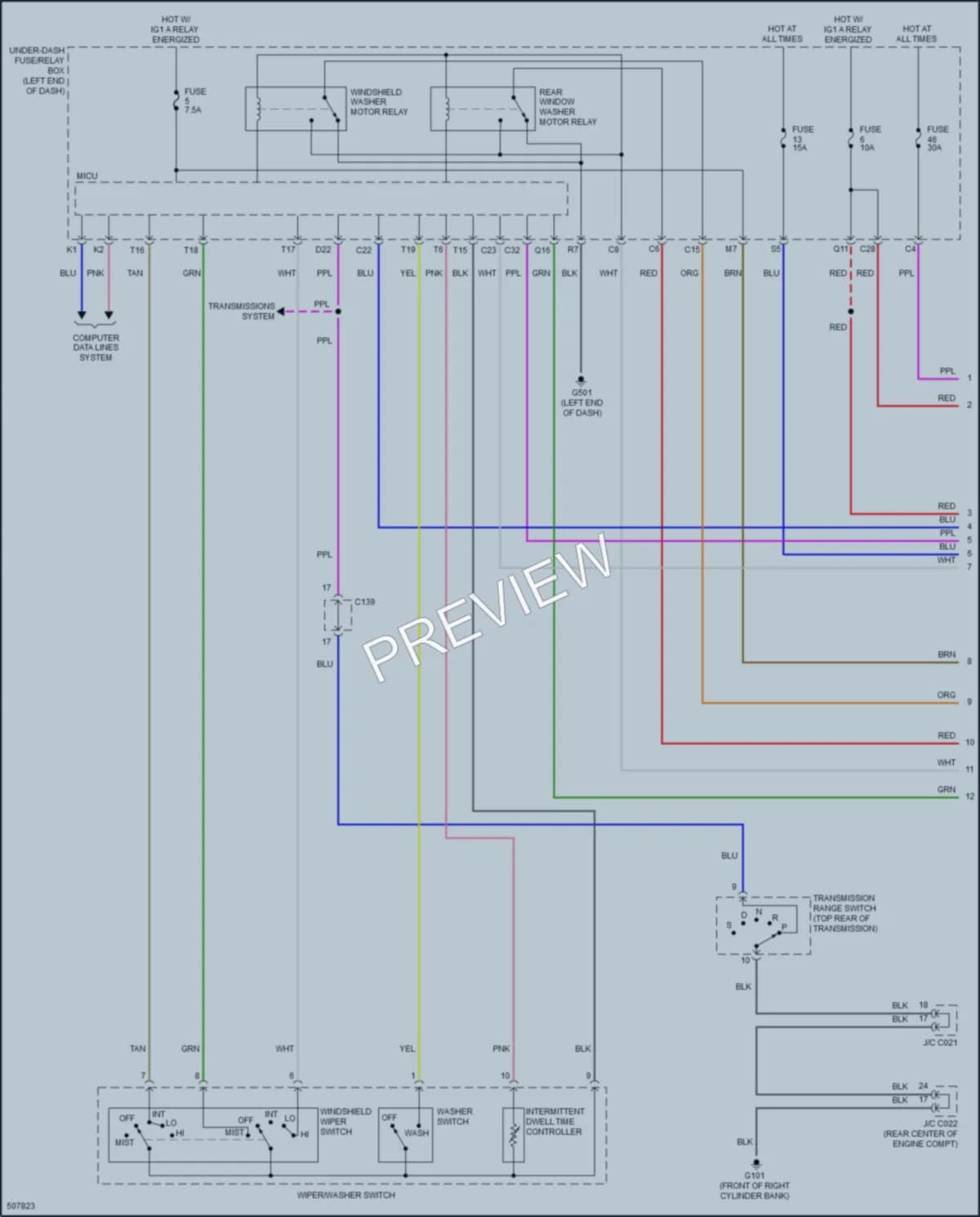 2017 Acura RDX Wiper Washer wiring diagram preview