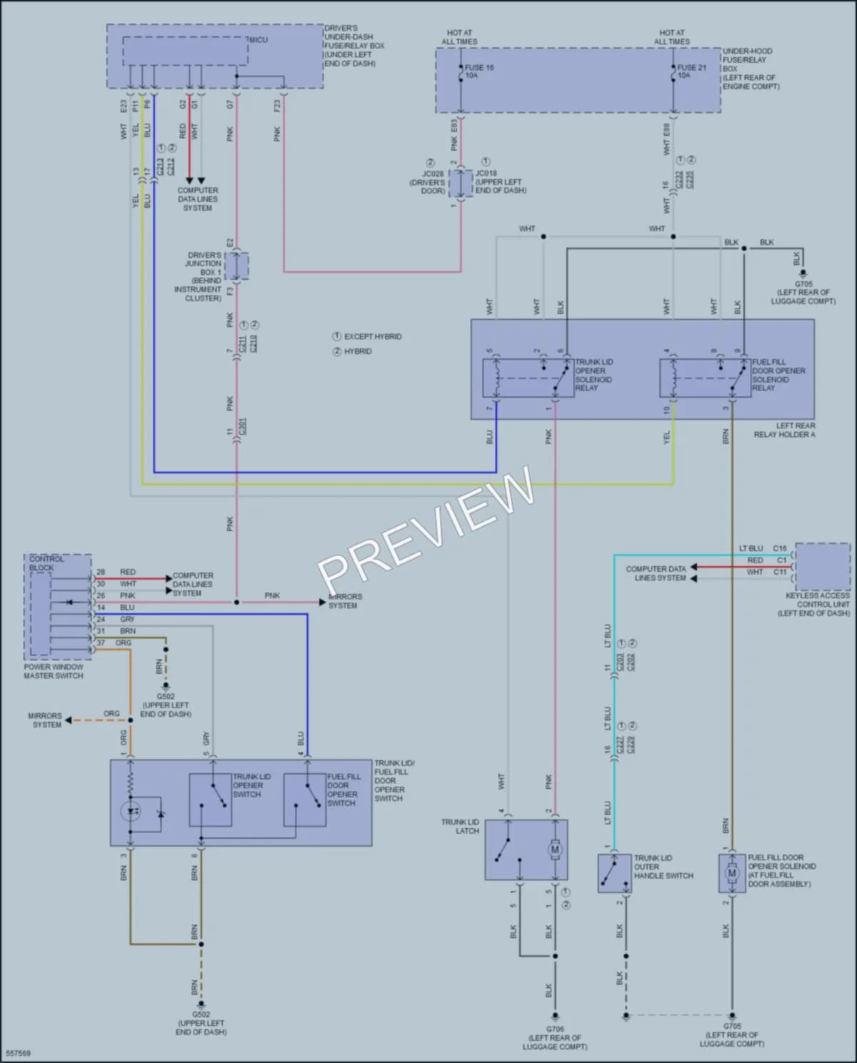 2017 Acura RLX Trunk Tailgate Fuel Door wiring diagram preview