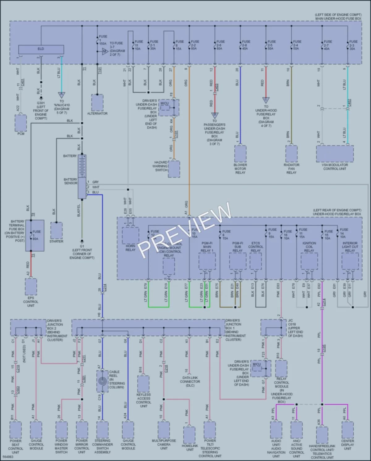 2017 Acura RLXSportHybrid Power Distribution wiring diagram preview
