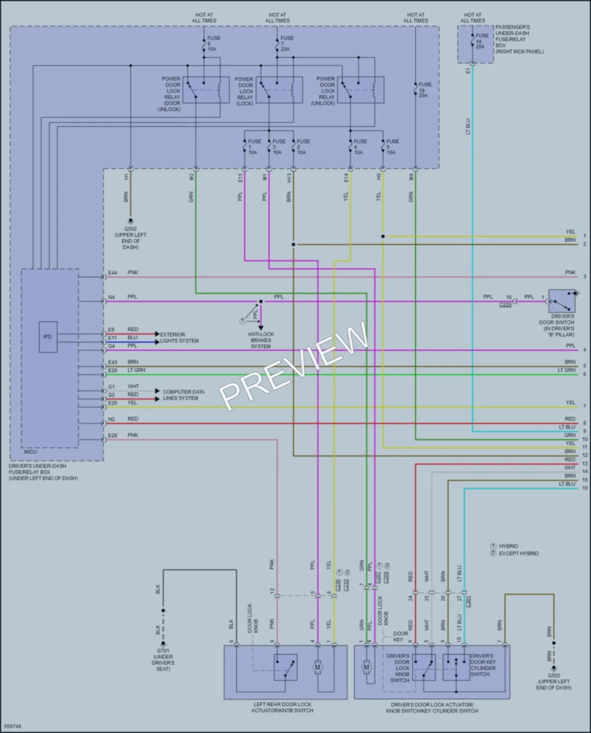 2017 Acura RLXSportHybrid Power Door Locks wiring diagram preview