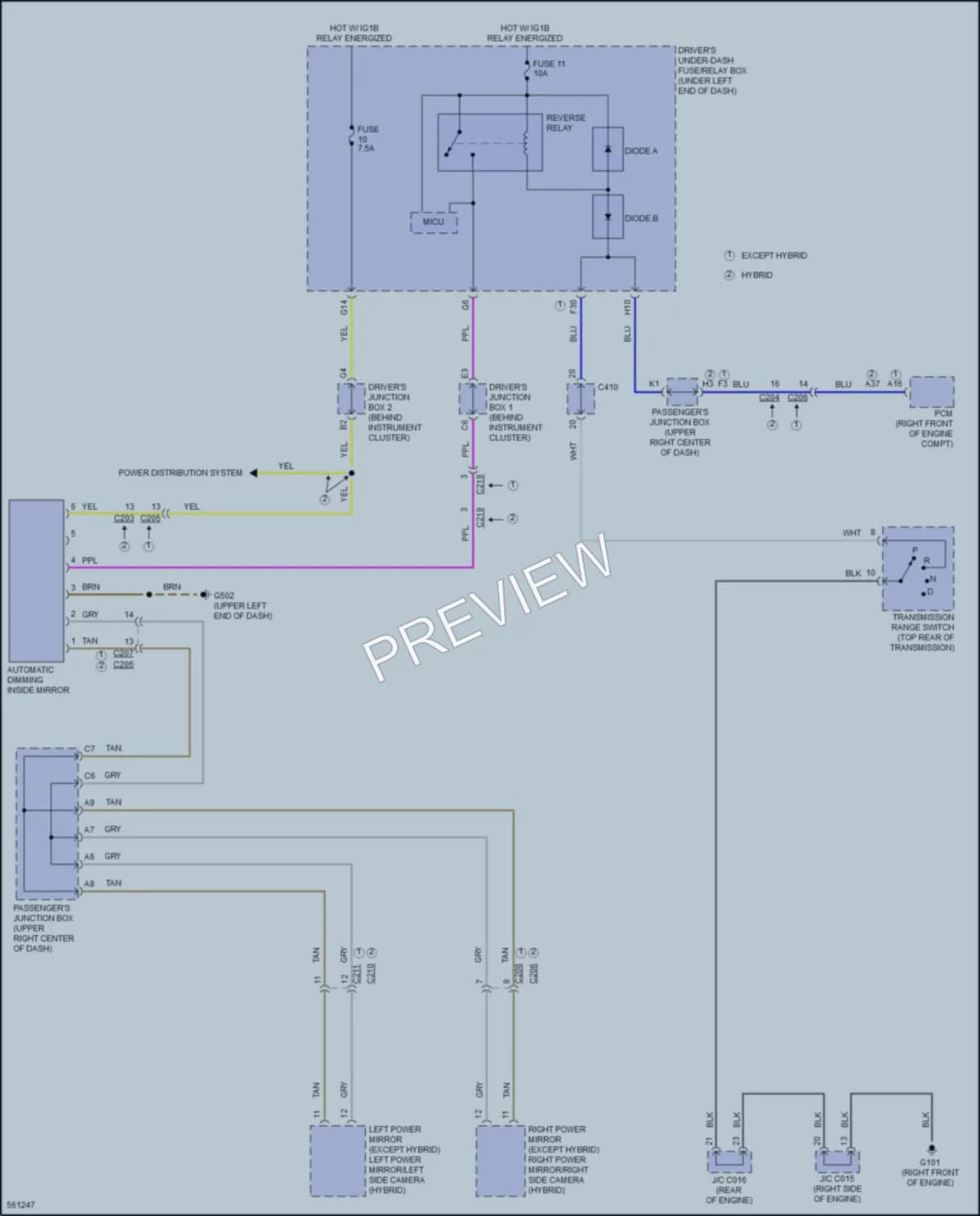 2017 Acura RLXSportHybrid Power Mirrors wiring diagram preview