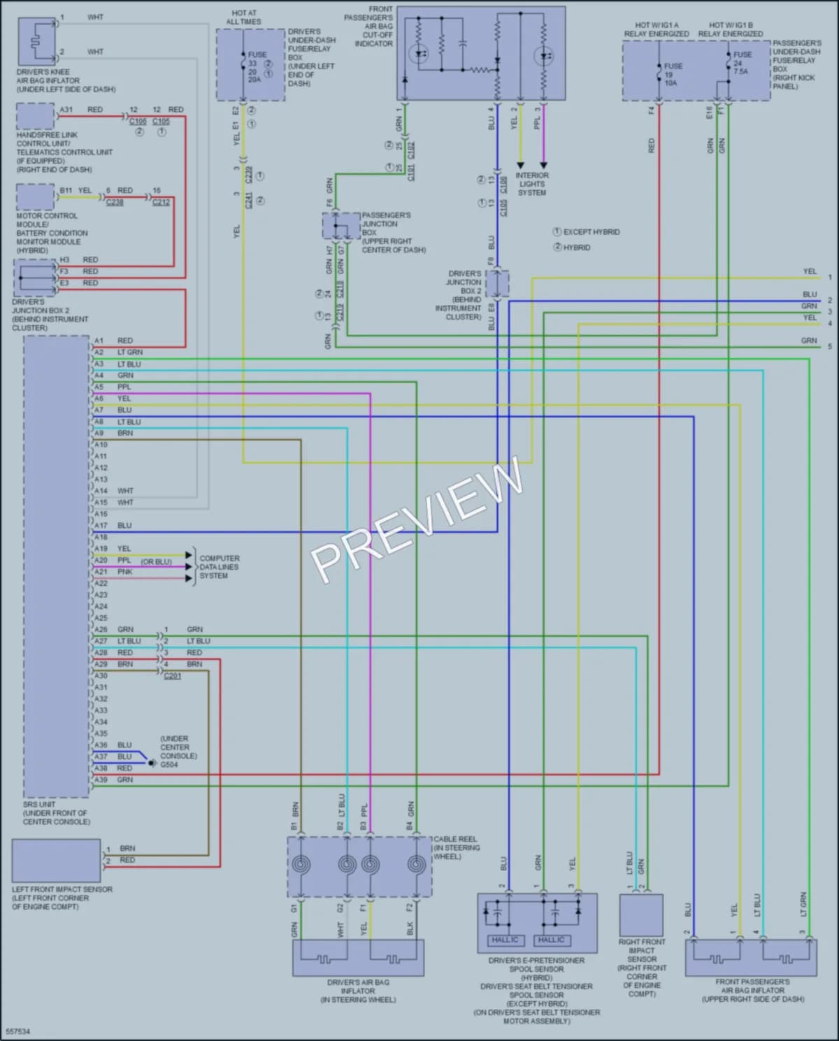 2017 Acura RLXSportHybrid Supplemental Restraints wiring diagram preview