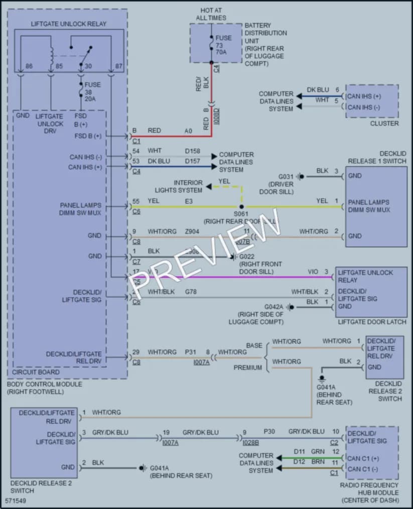 2017 AlfaRomeo Giulia Trunk Tailgate Fuel Door wiring diagram preview