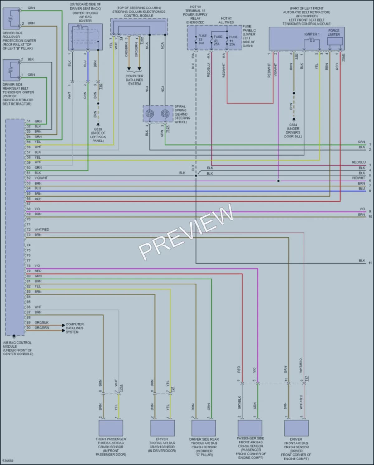 2017 Audi A3etron Supplemental Restraints wiring diagram preview