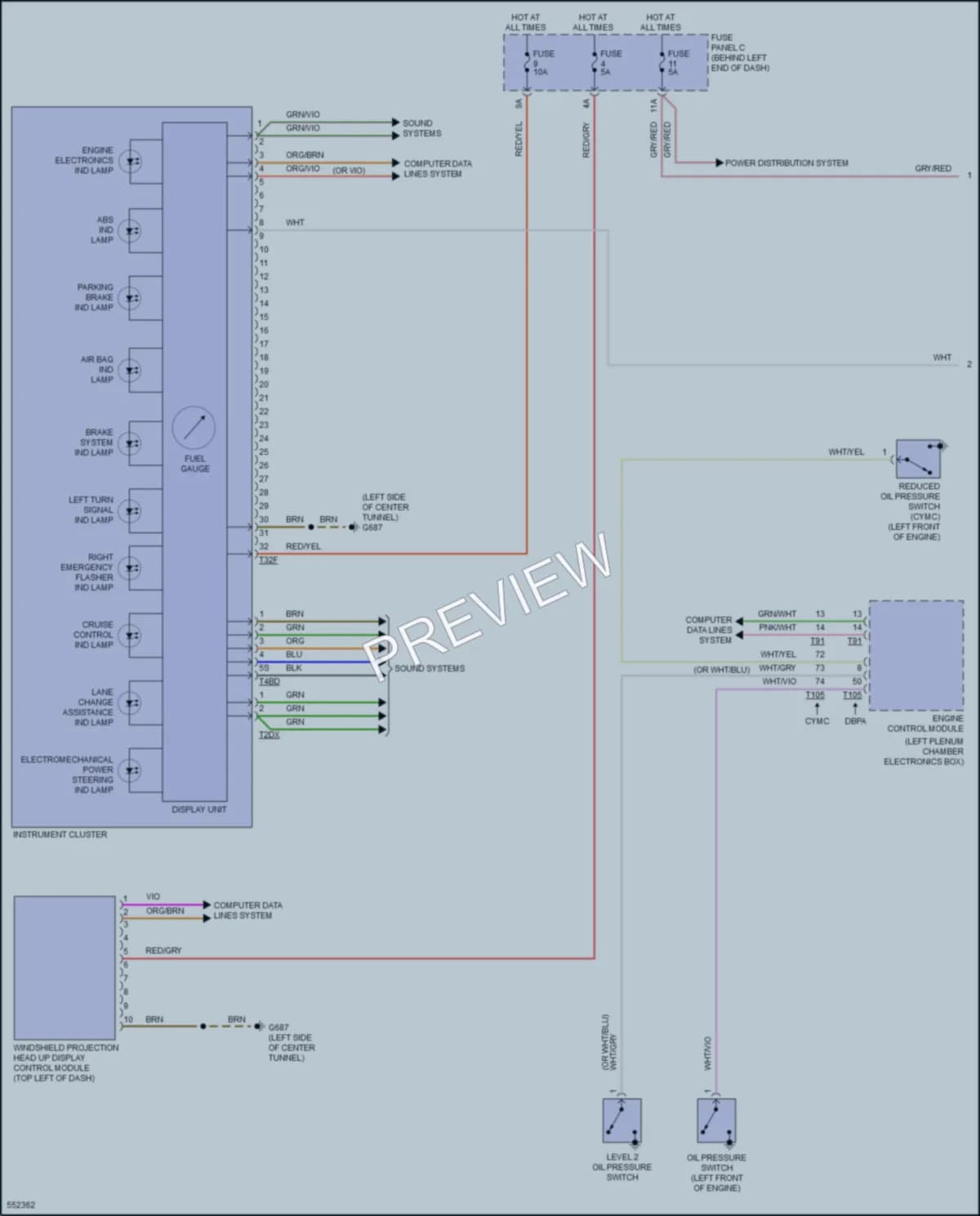 2017 Audi A4 Instrument Cluster wiring diagram preview