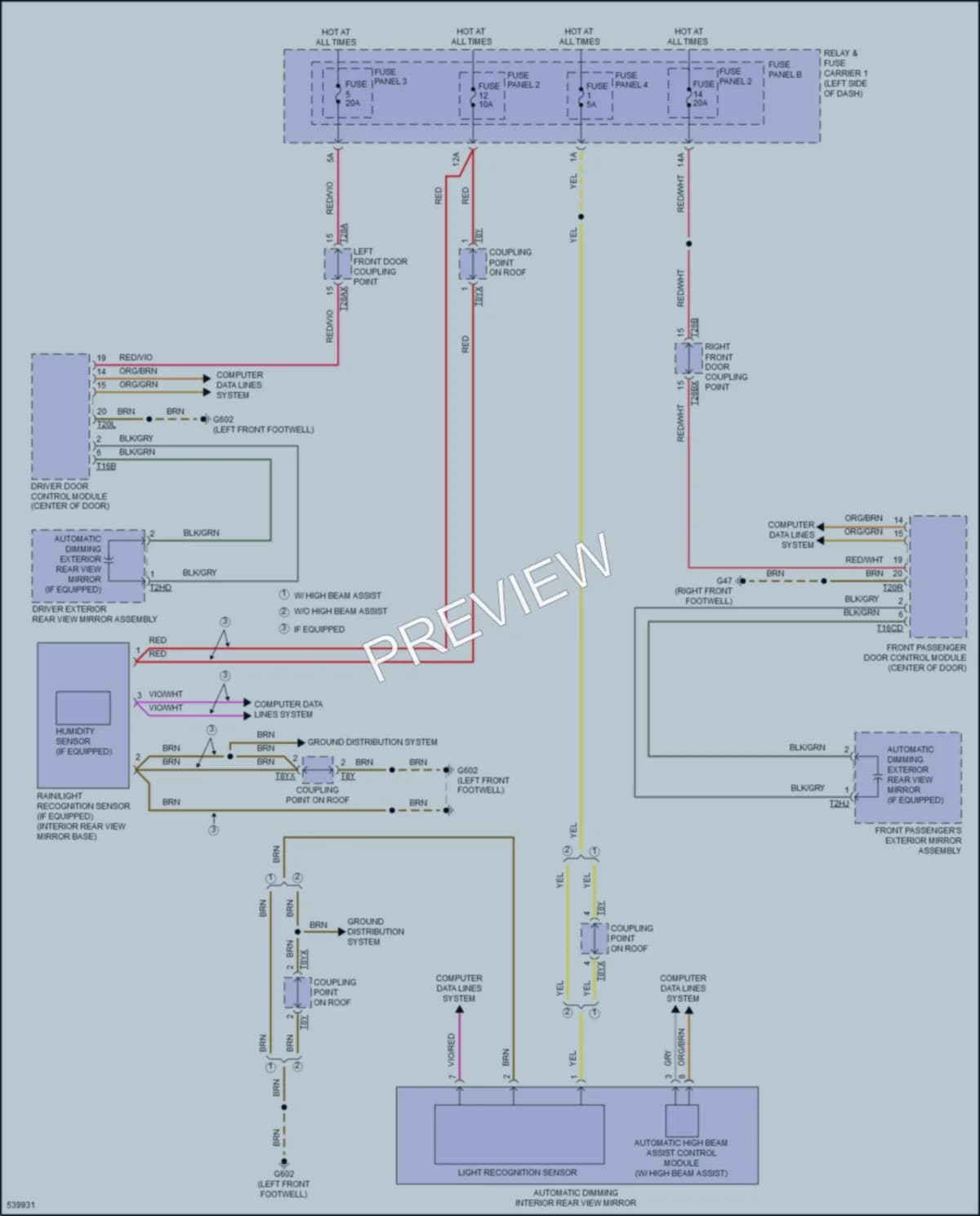 2017 Audi A4 Power Mirrors wiring diagram preview