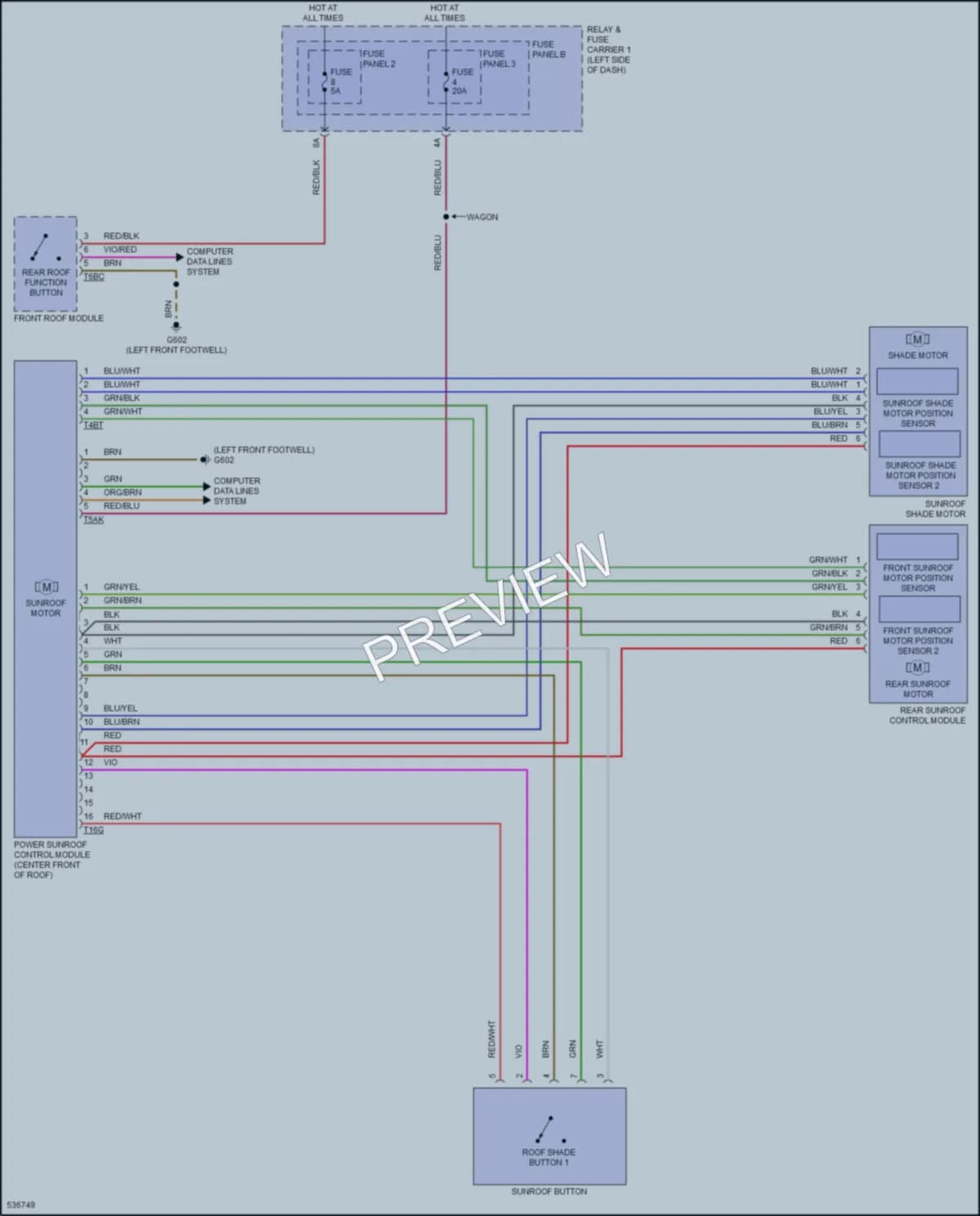 2017 Audi A4 Power Top Sunroof wiring diagram preview