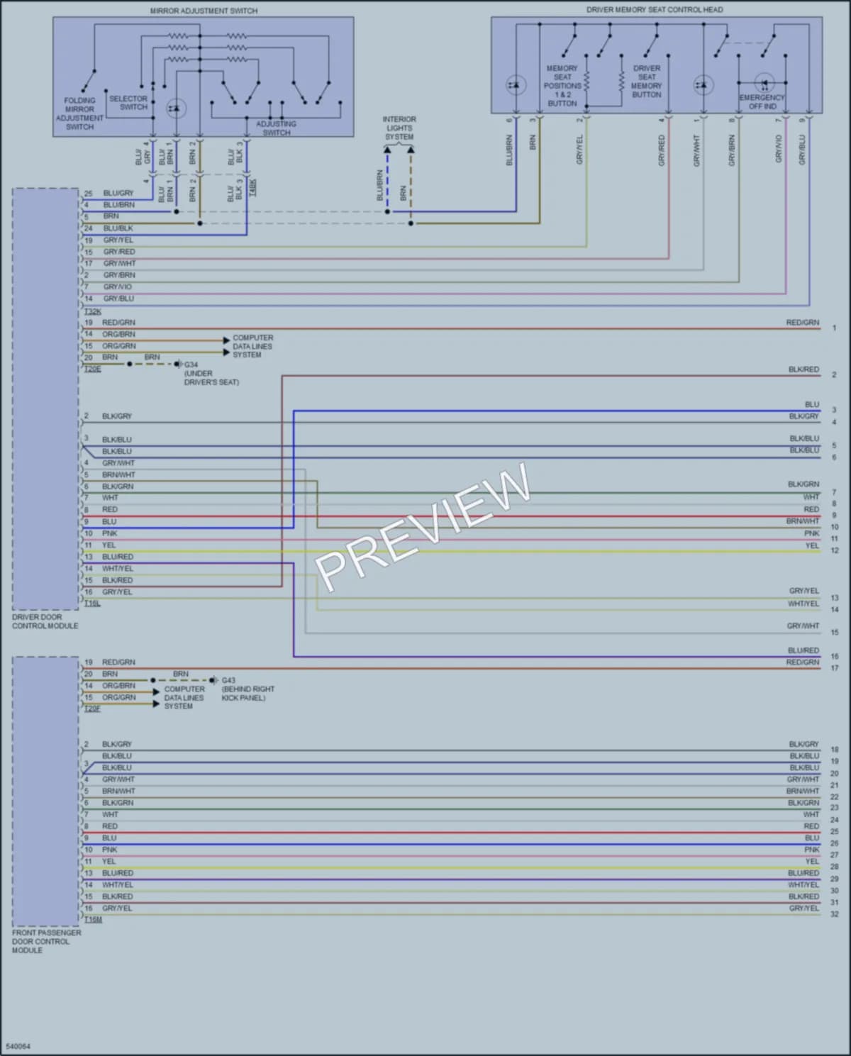 2017 Audi A6 Memory Systems wiring diagram preview