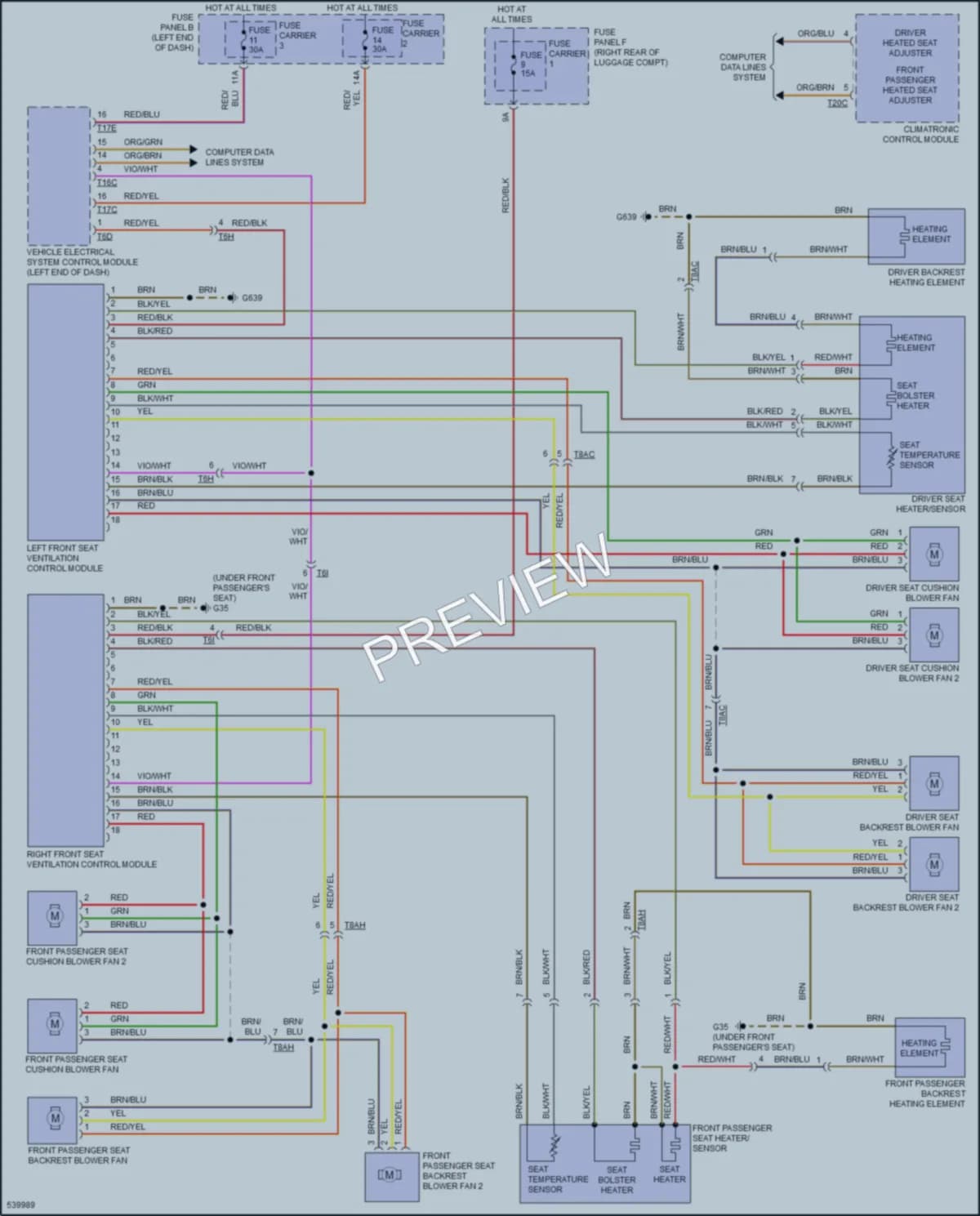 2017 Audi A6 Power Seats wiring diagram preview