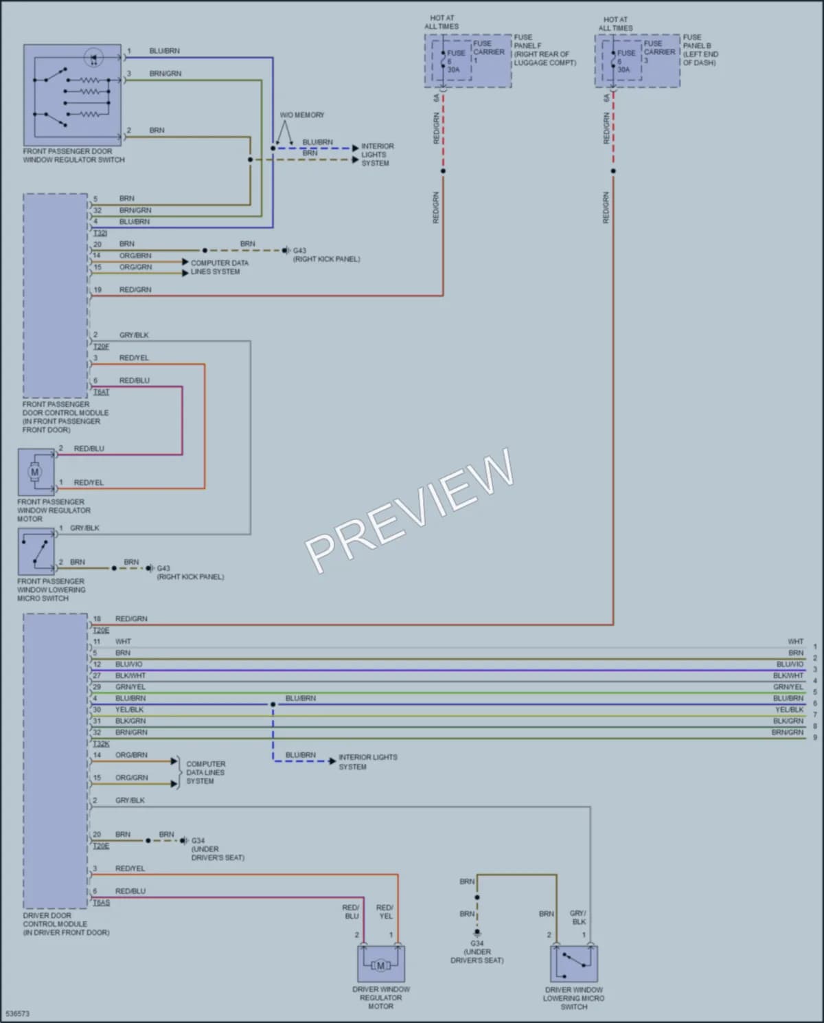 2017 Audi A7 Power Windows wiring diagram preview