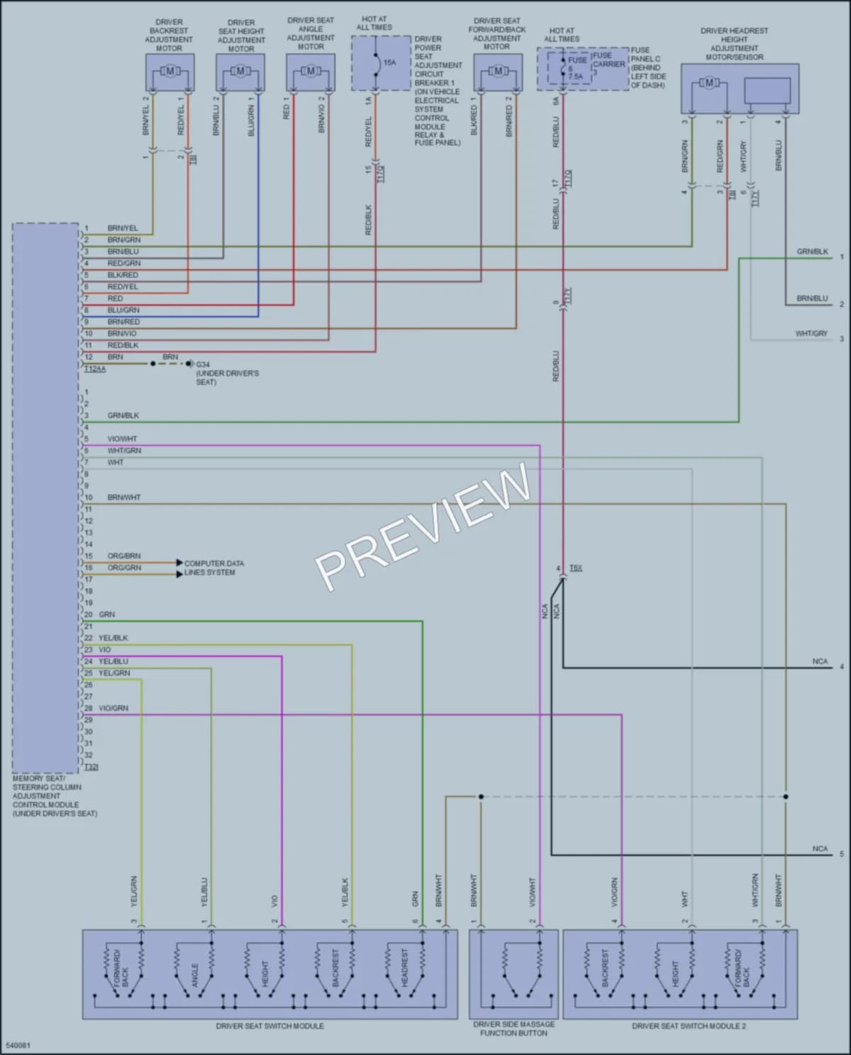 2017 Audi A8 Memory Systems wiring diagram preview
